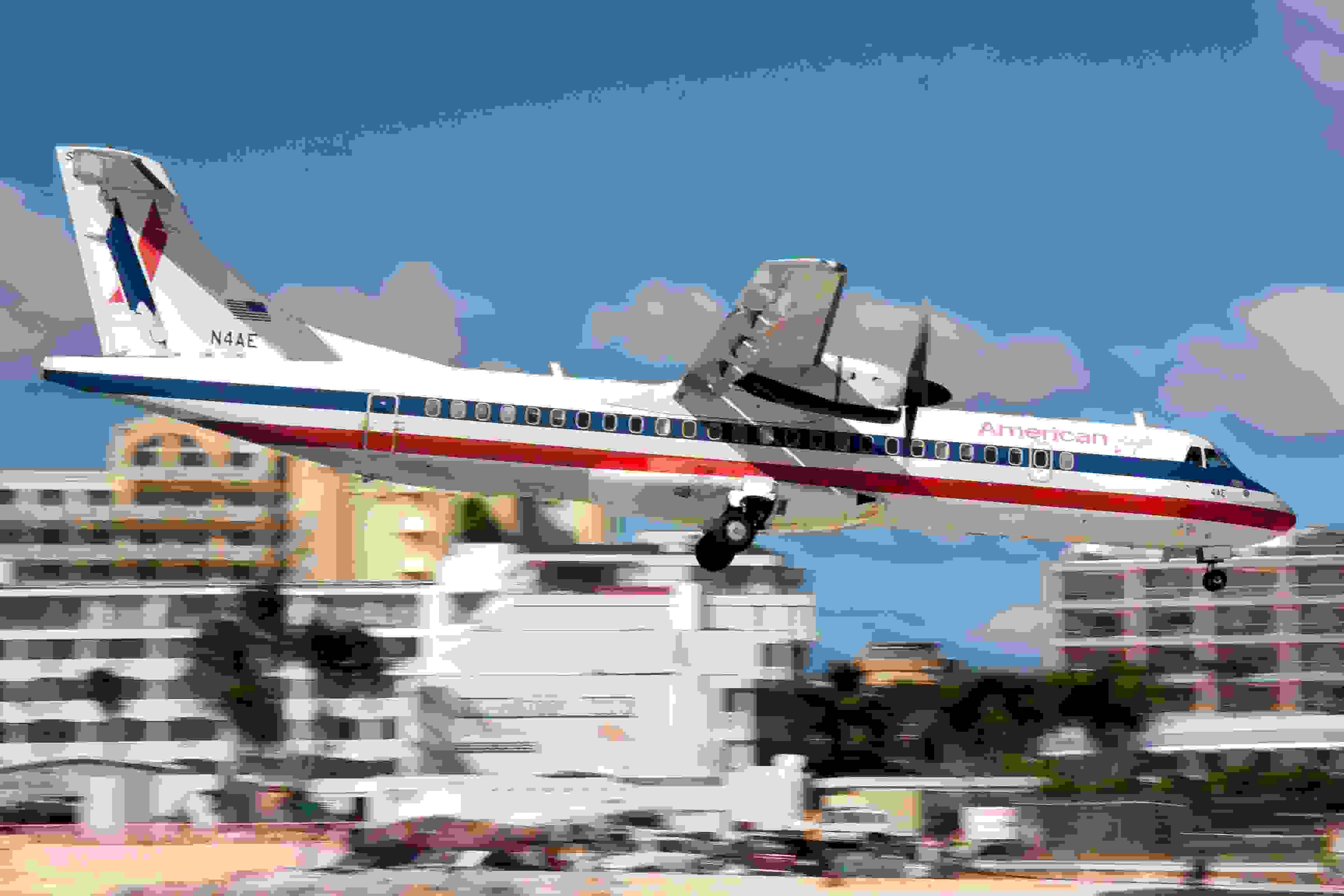 An American Eagle ATR 72 lands in St. Maarten in 2010. (Photo by Fabrizio Gandolfo/SOPA Images/LightRocket via Getty Images)