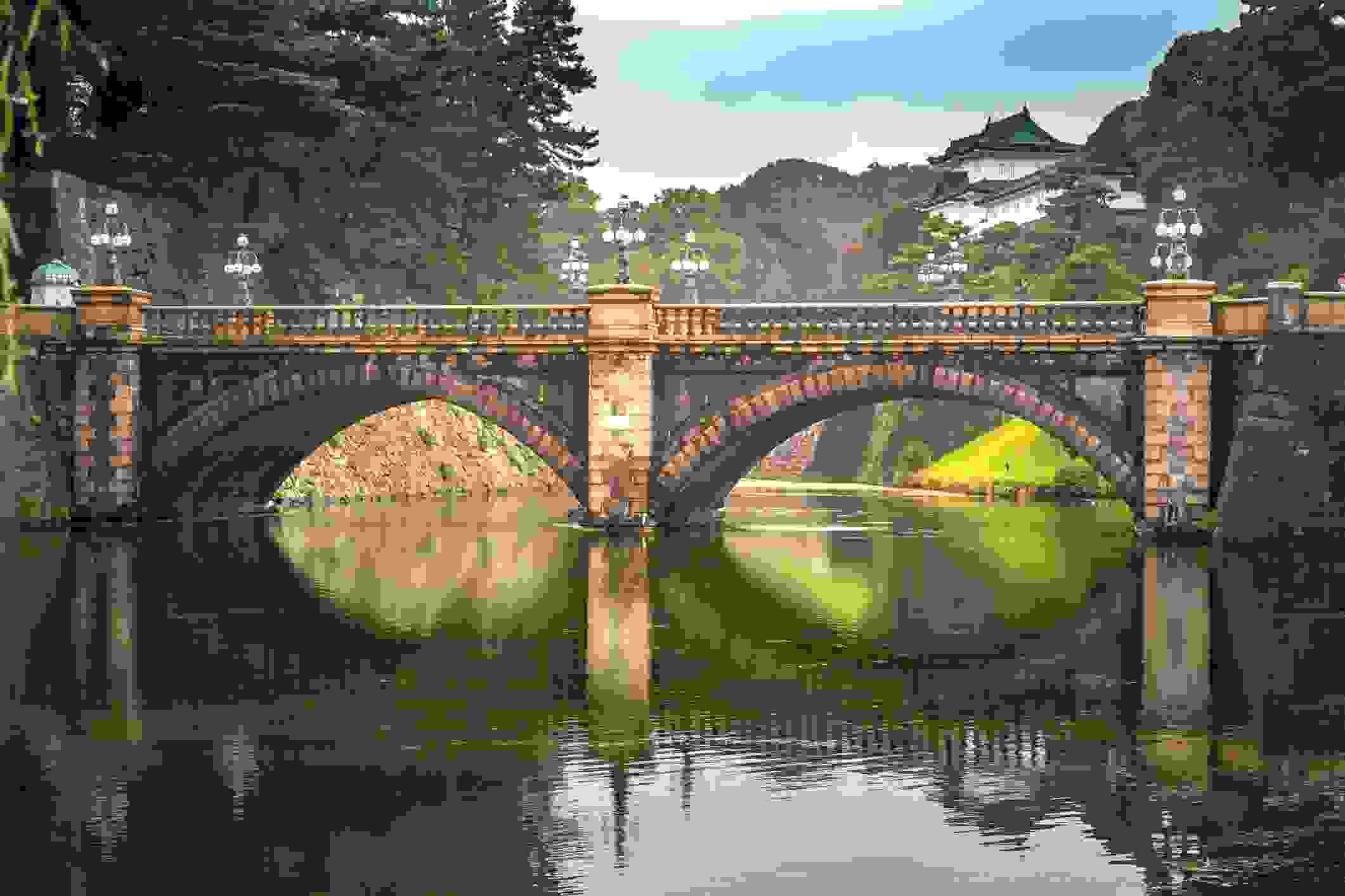 Nijubashi Bridge and the Imperial palace in Tokyo. Photo by