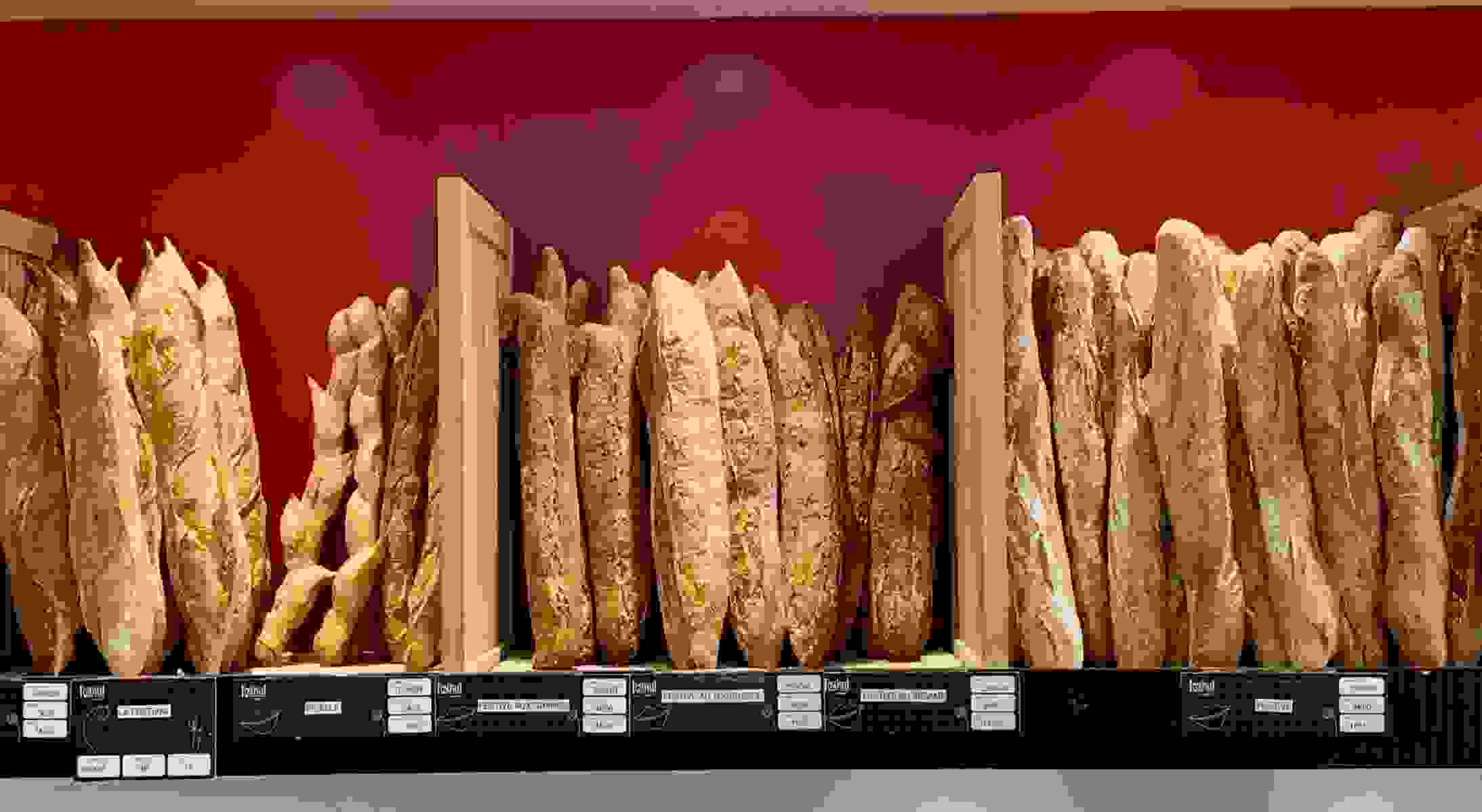 Artisanal loaves at Bles d'Or Bakery in Barsac.