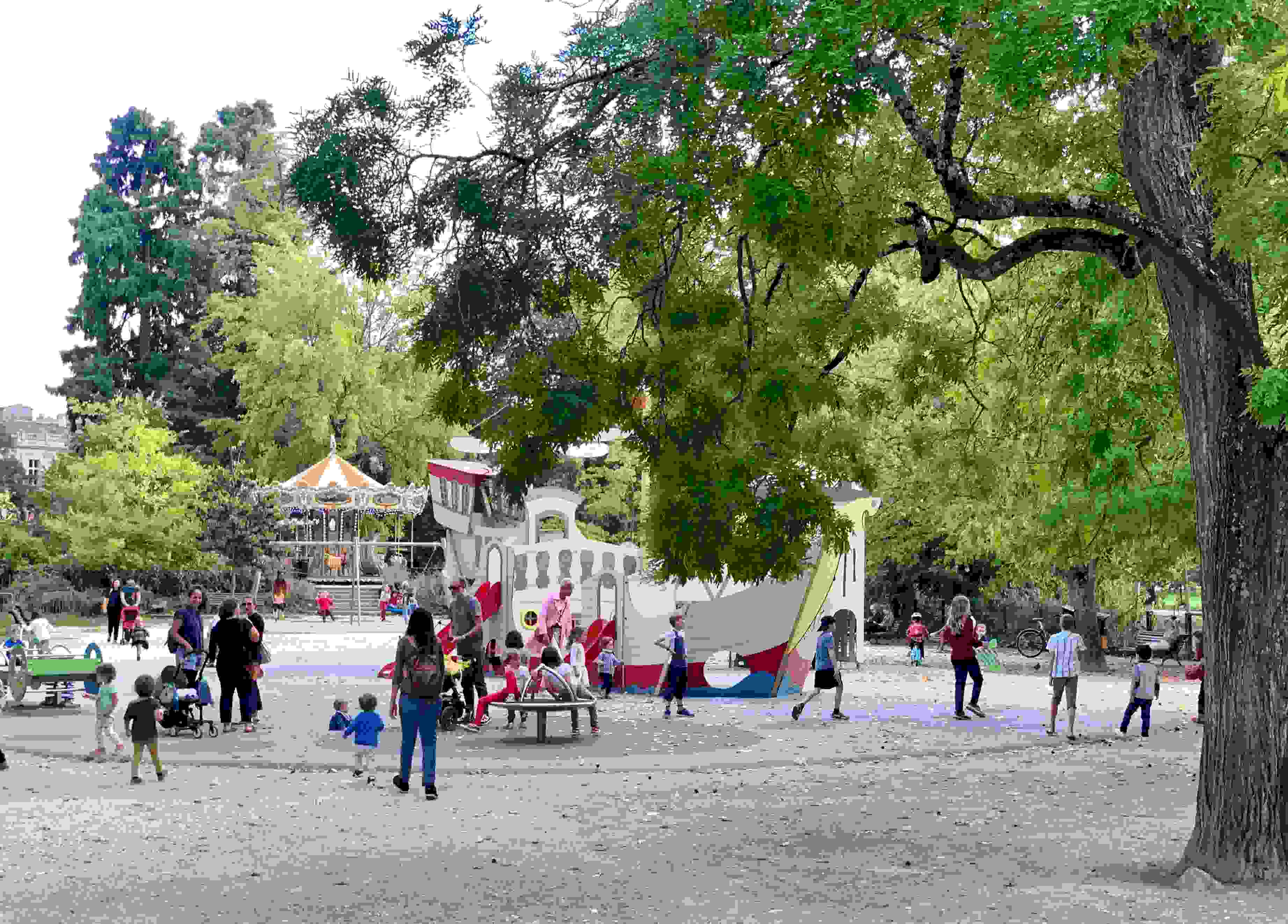 Families gather in the playground at the Public Garden. Photo: Melanie Haiken