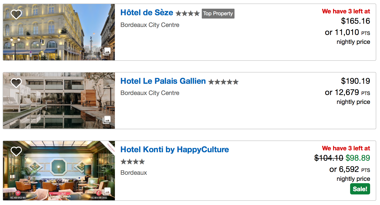 Book a Bordeaux hotel with your Chase Ultimate Rewards points. (Pricing listed above was offered to someone with a Chase Sapphire Reserve card.)