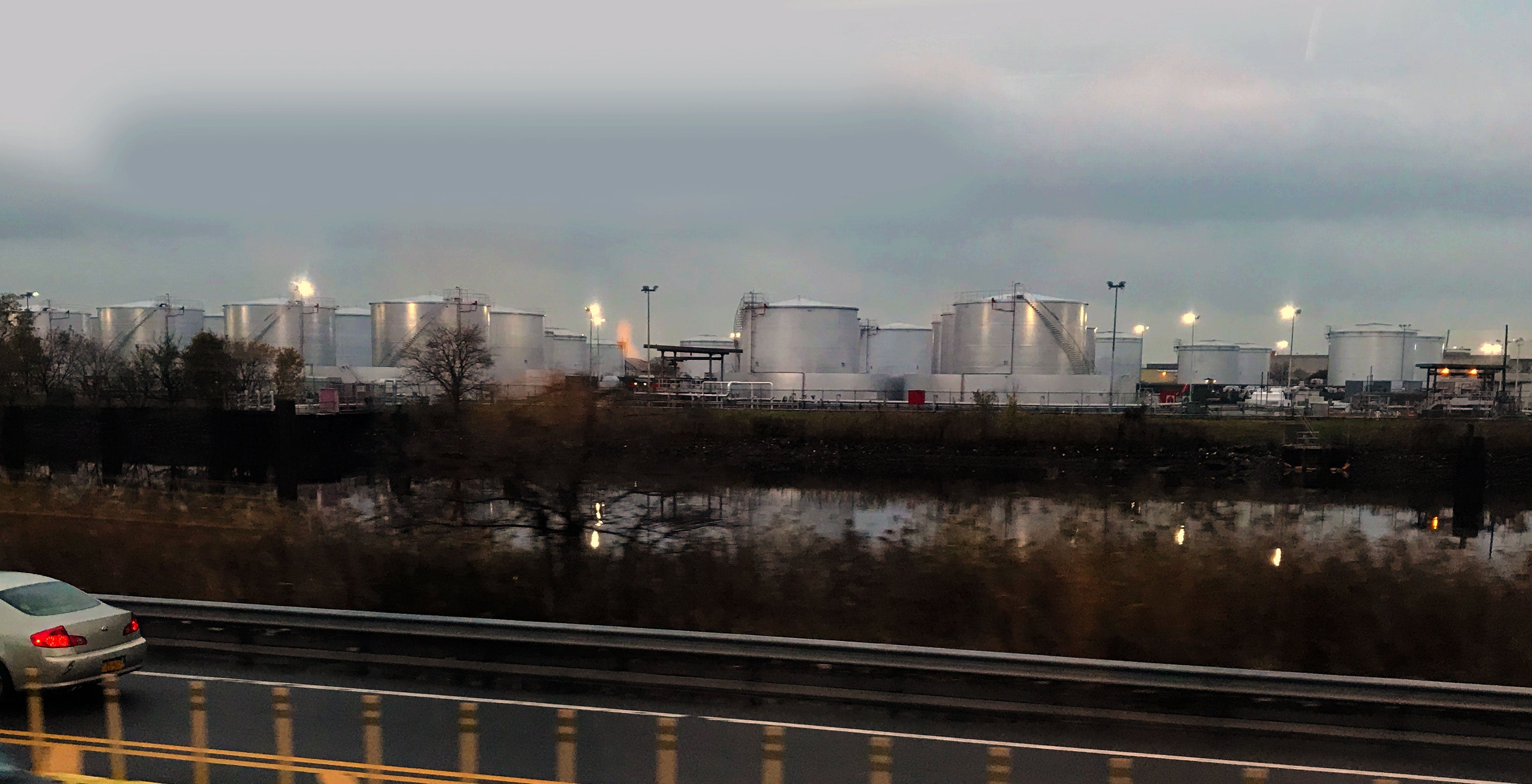 The Fuel Farm at JFK, as seen from the AirTrain.