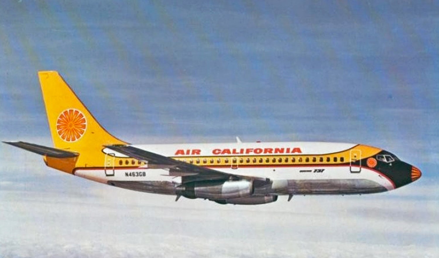 Air California's distinctive colors on a 737.