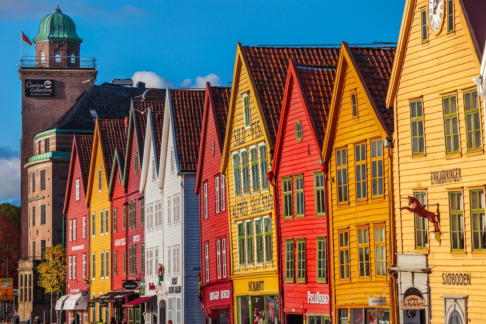 Colorful buildings that make up the Bryggen in Bergen, Norway