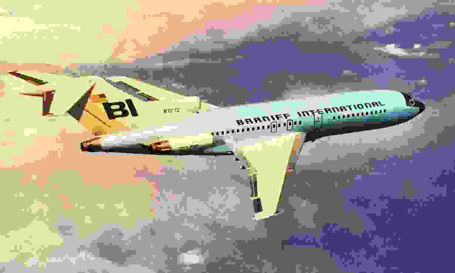 One of Braniff's pastel-hued 727s.