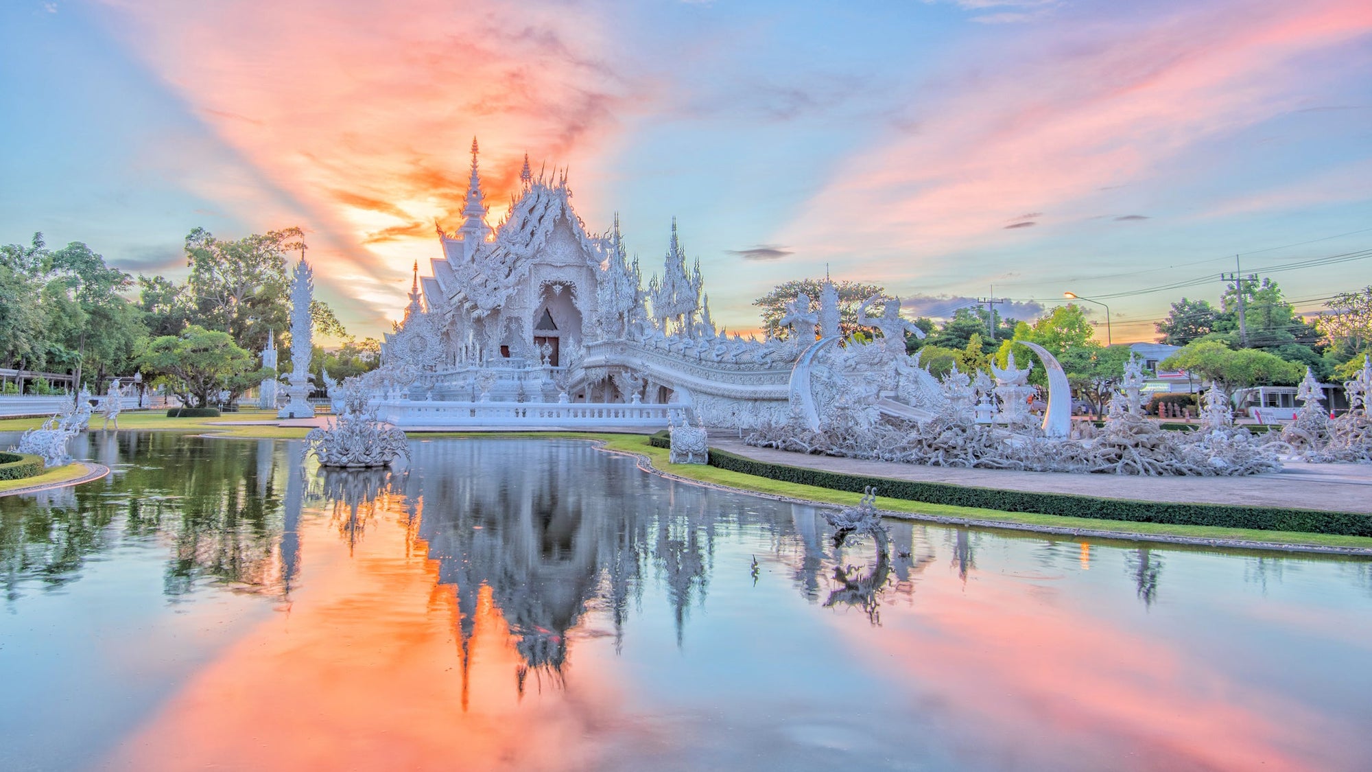 Wat Rong Khun or white temple in Chiang Rai,Thailand