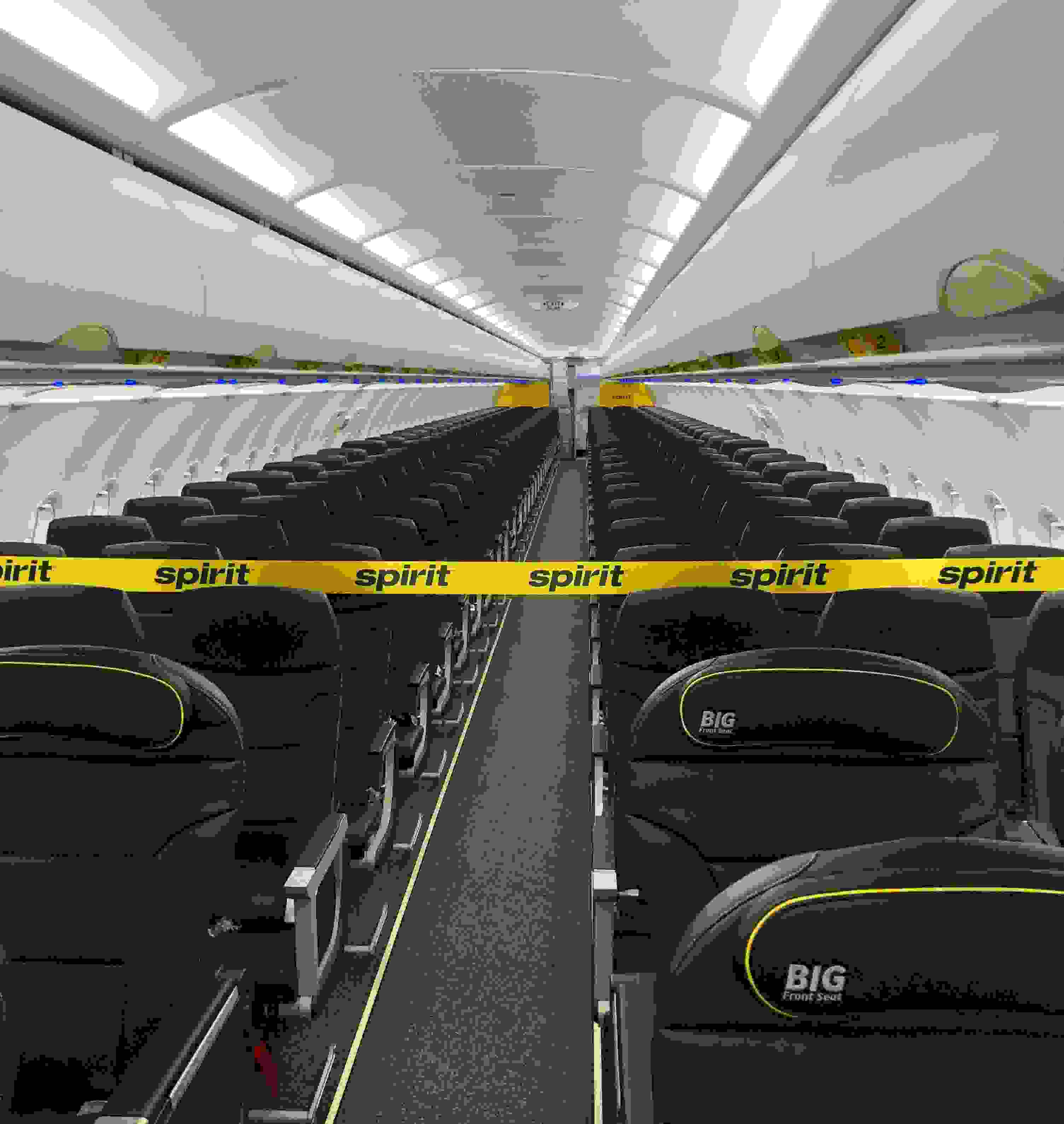 Spirit Airlines' updated cabin and seats on an Airbus A320neo. (Photo by Edward Russell/TPG)