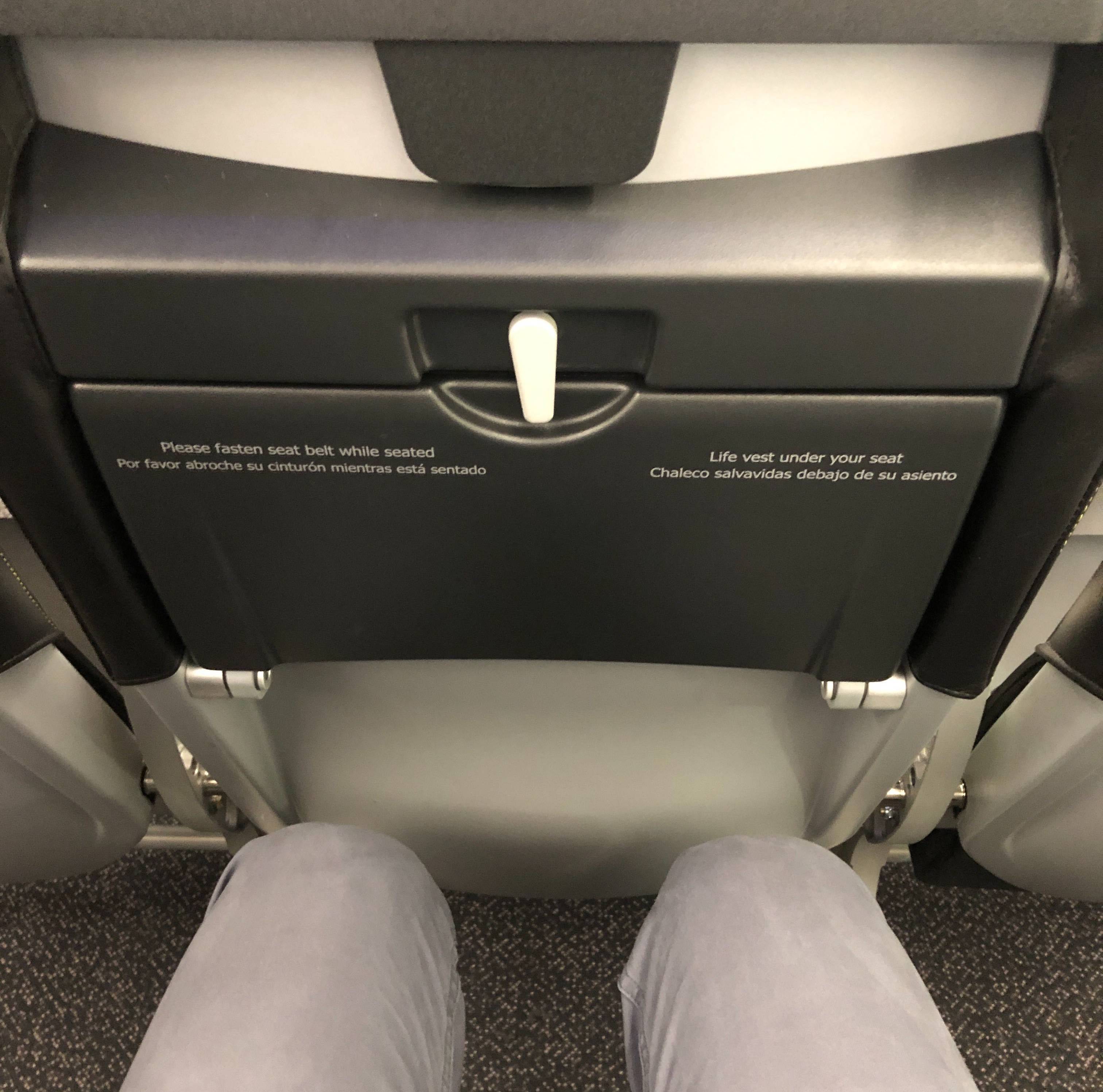 Testing Spirit Airlines' claim that its new seats have more "useable legroom," here in a middle seat. (Photo by Edward Russell/TPG)