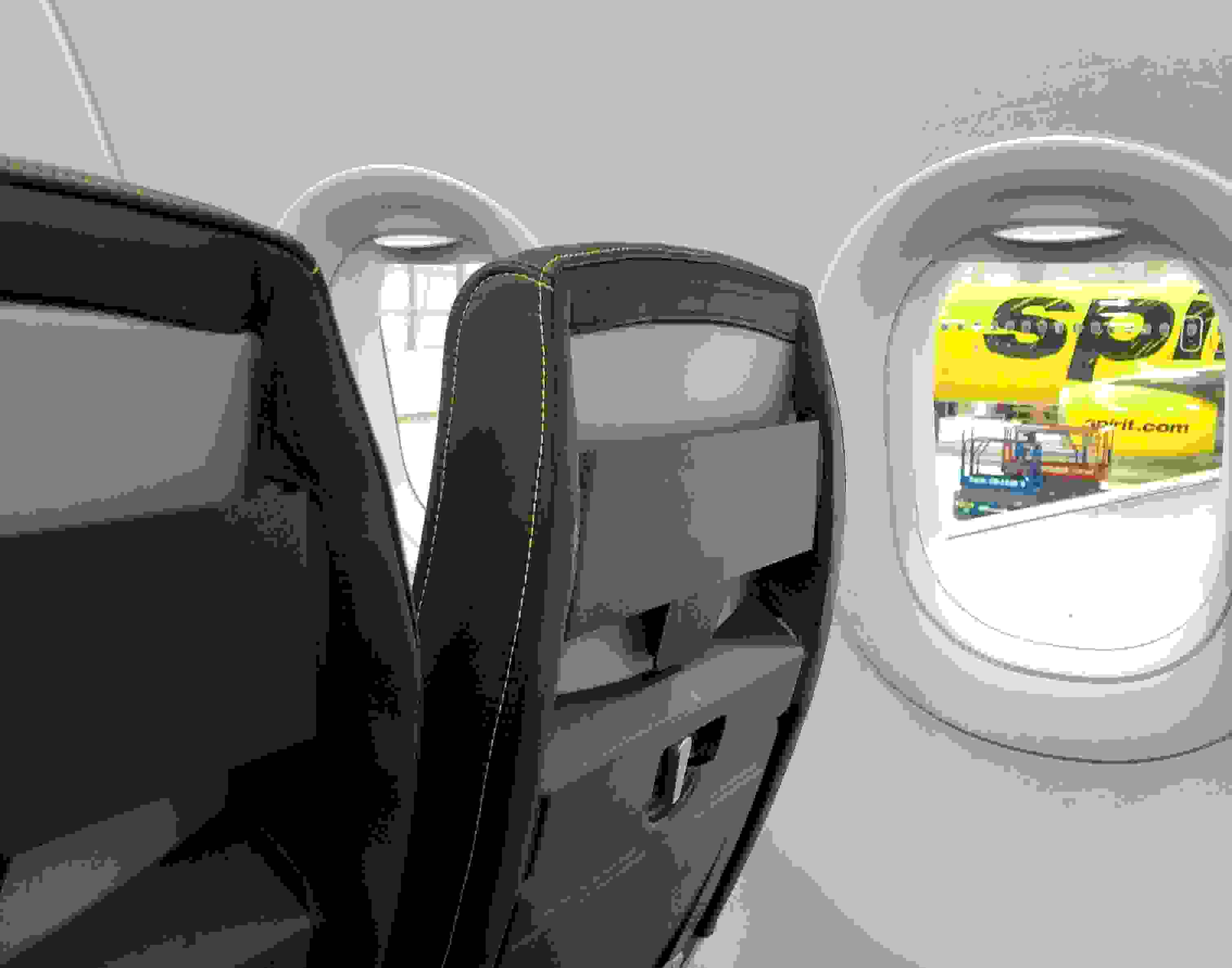 Spirit Airlines' new seats keep with its black-and-yellow color palette, even down to the stitching. (Photo by Edward Russell/TPG)