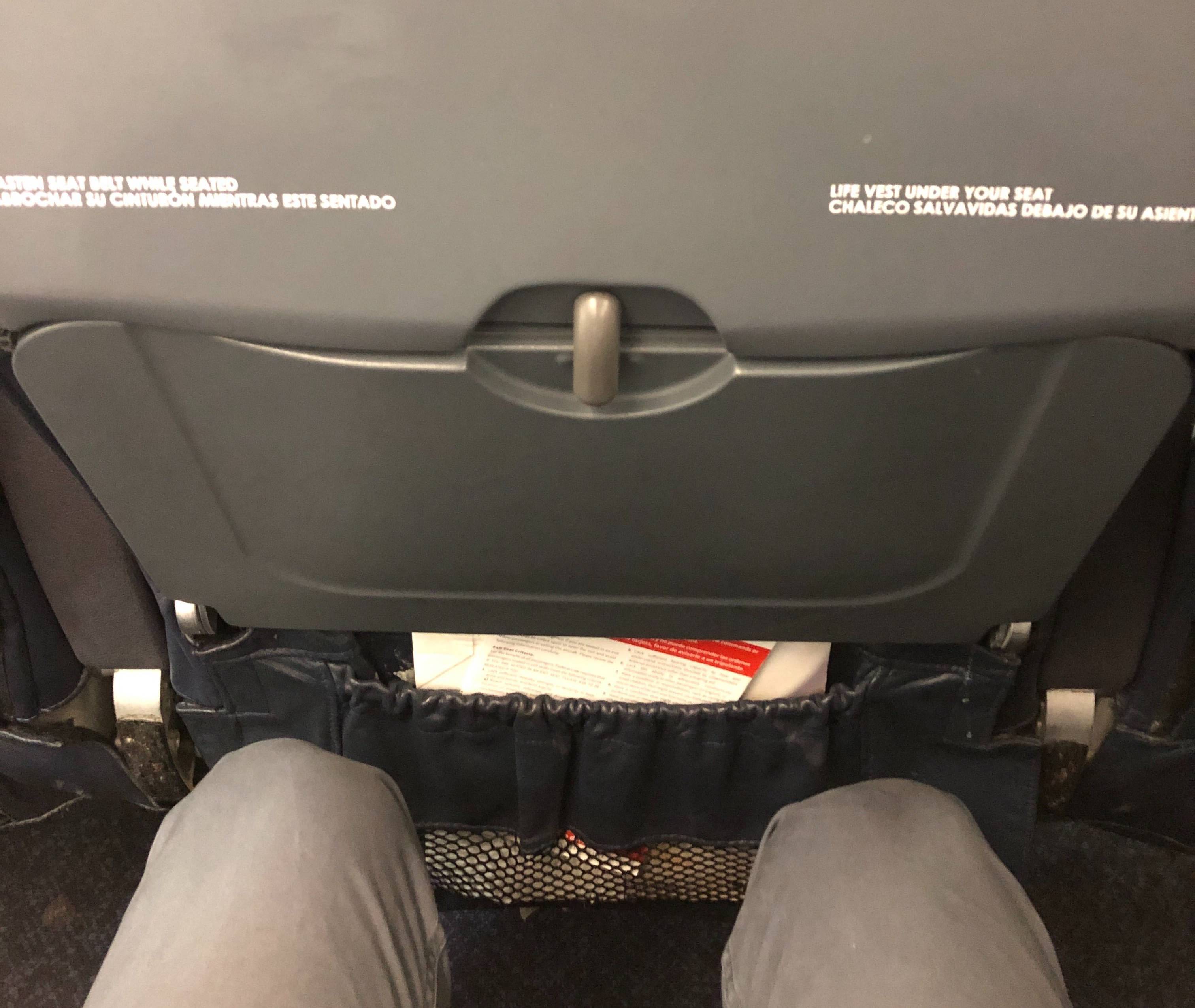 The legroom in a middle seat in Spirit's old cabin fittings. (Photo by Edward Russell/TPG)