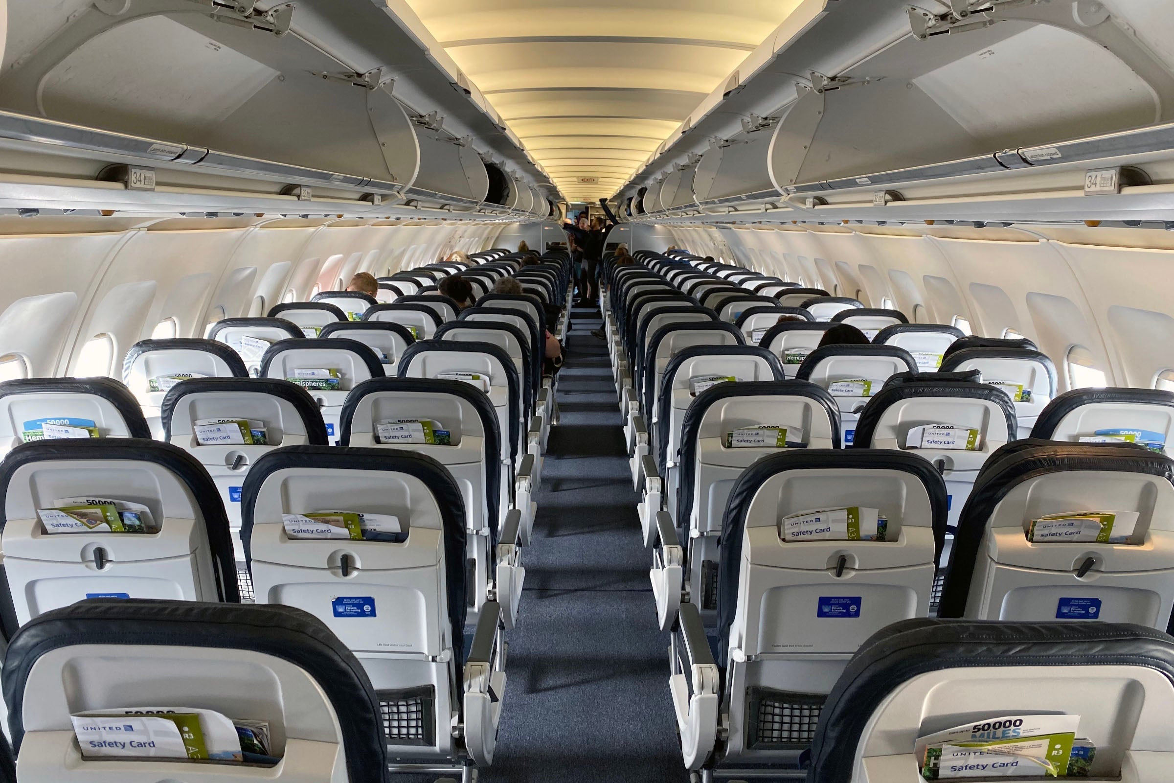 Economy cabin on an aircraft