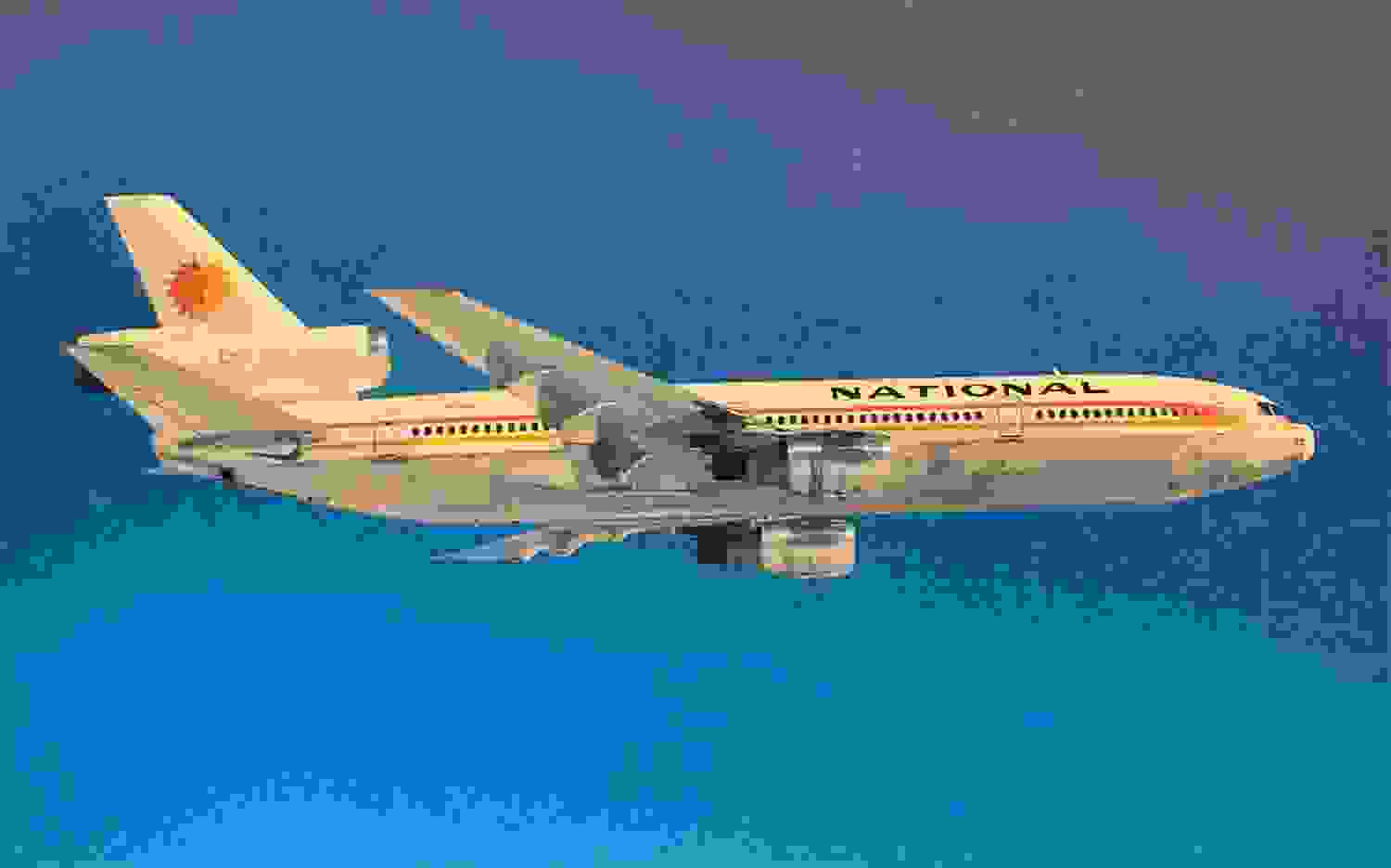 A National DC-10 in the company's elegant yellow and orange.