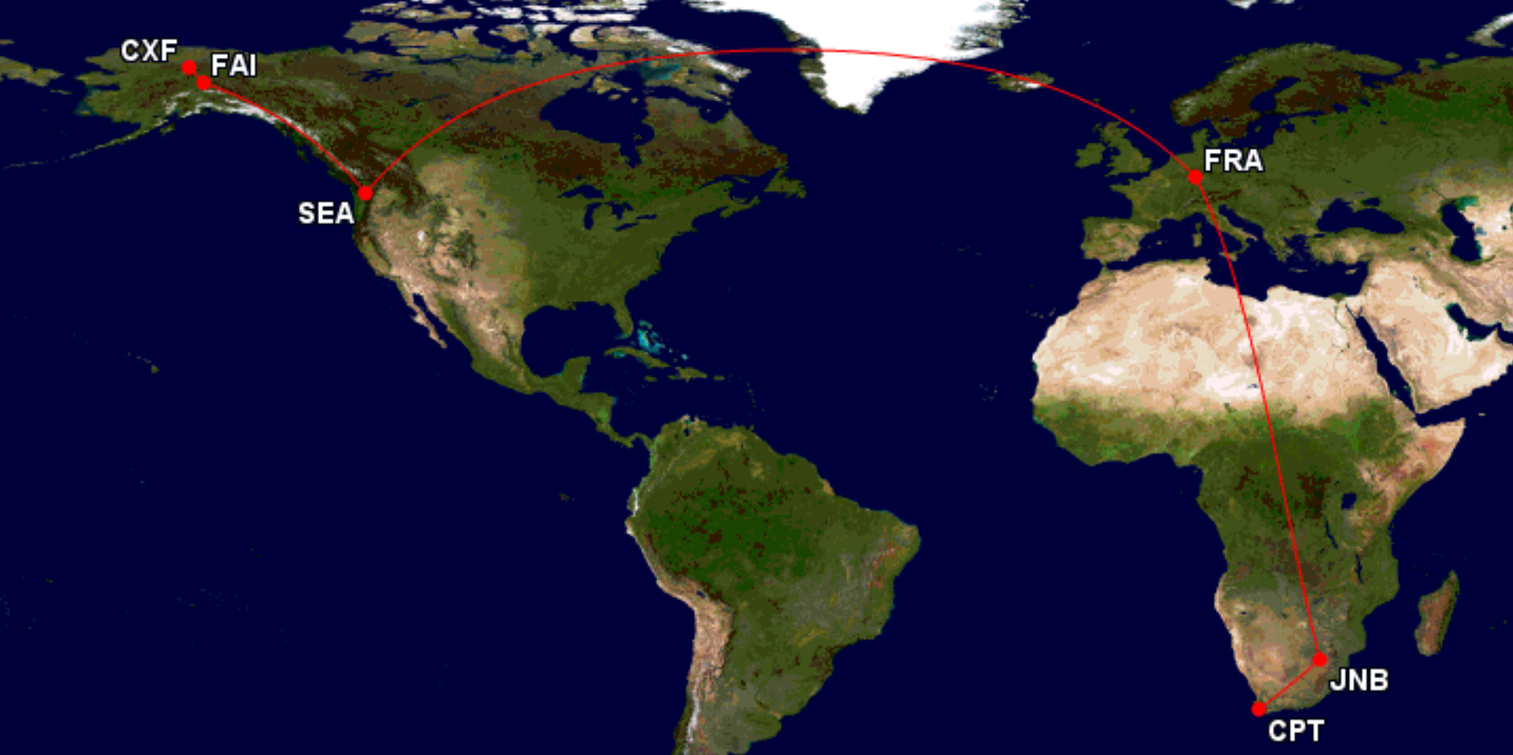 Image courtesy of Great Circle Mapper.