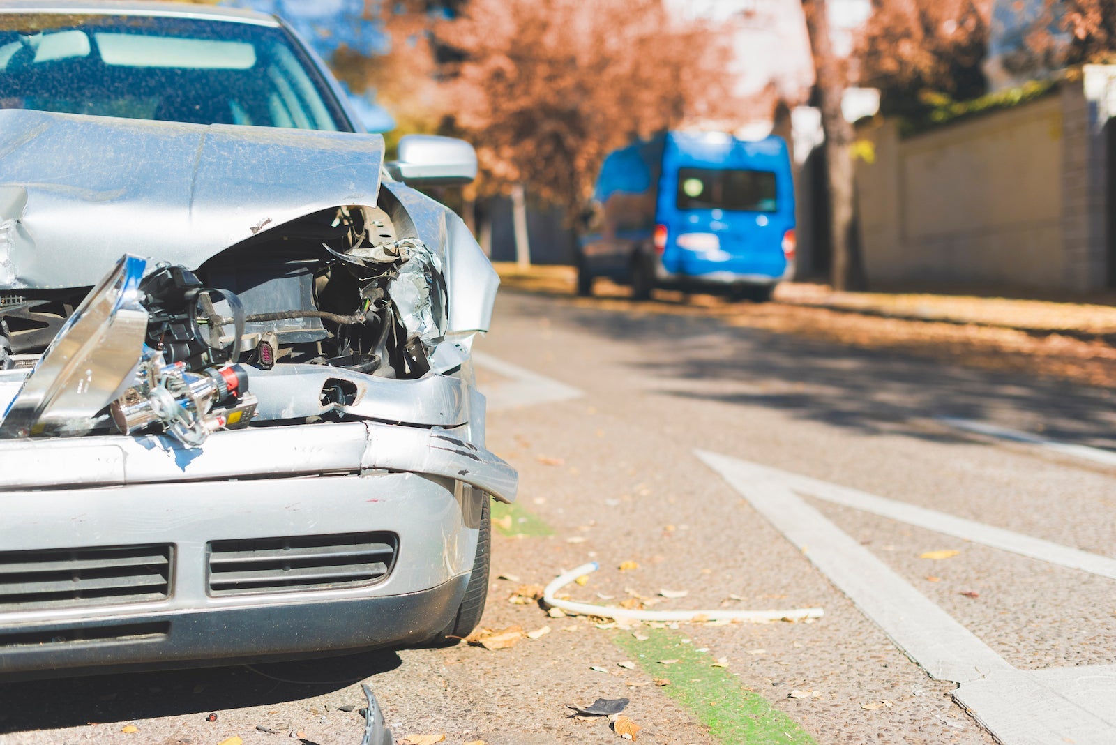 the front of a car after an accident