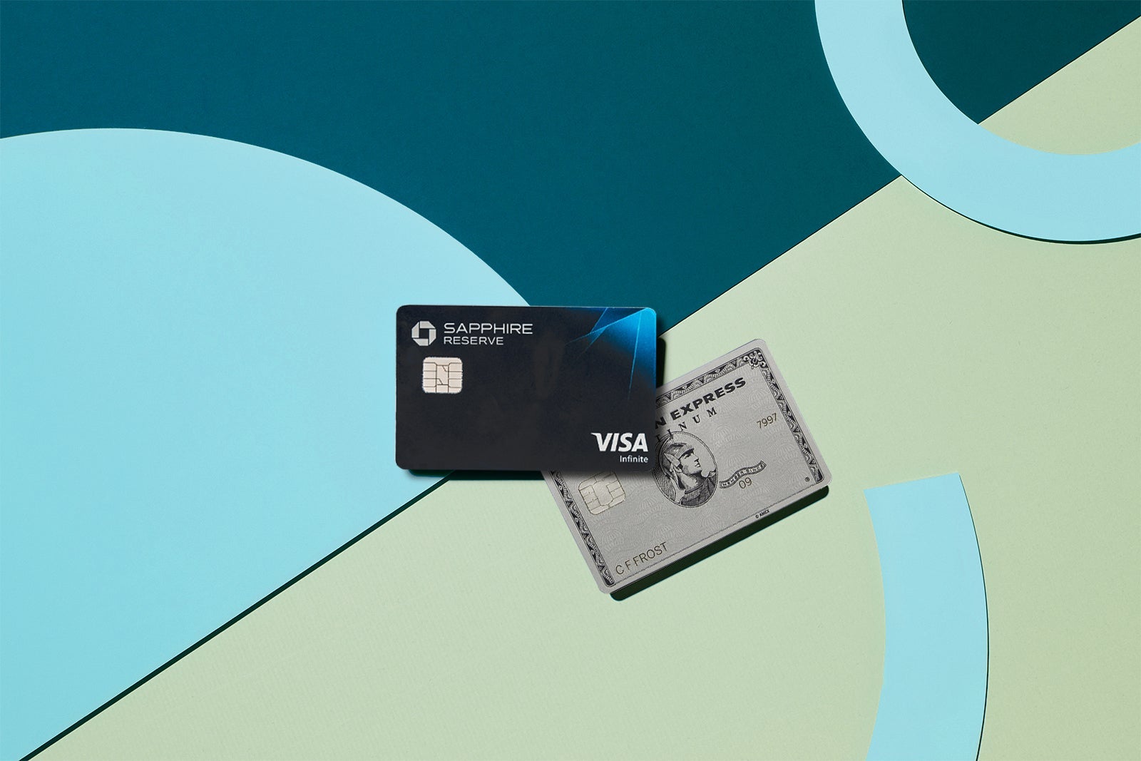 Chase Sapphire Reserve and Amex Platinum cards next to each other