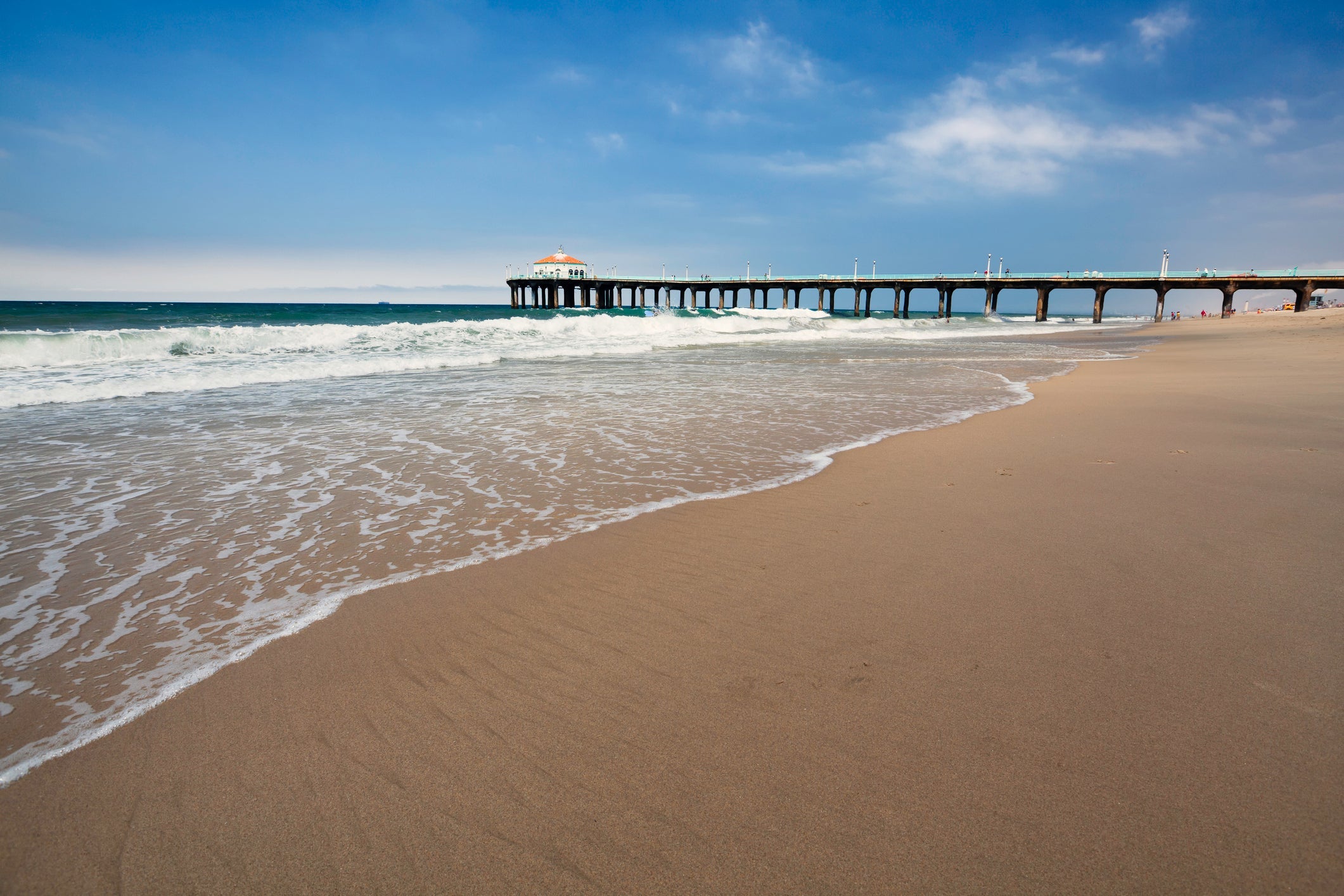 "Manhattan Beach in southern California, pier in the background."