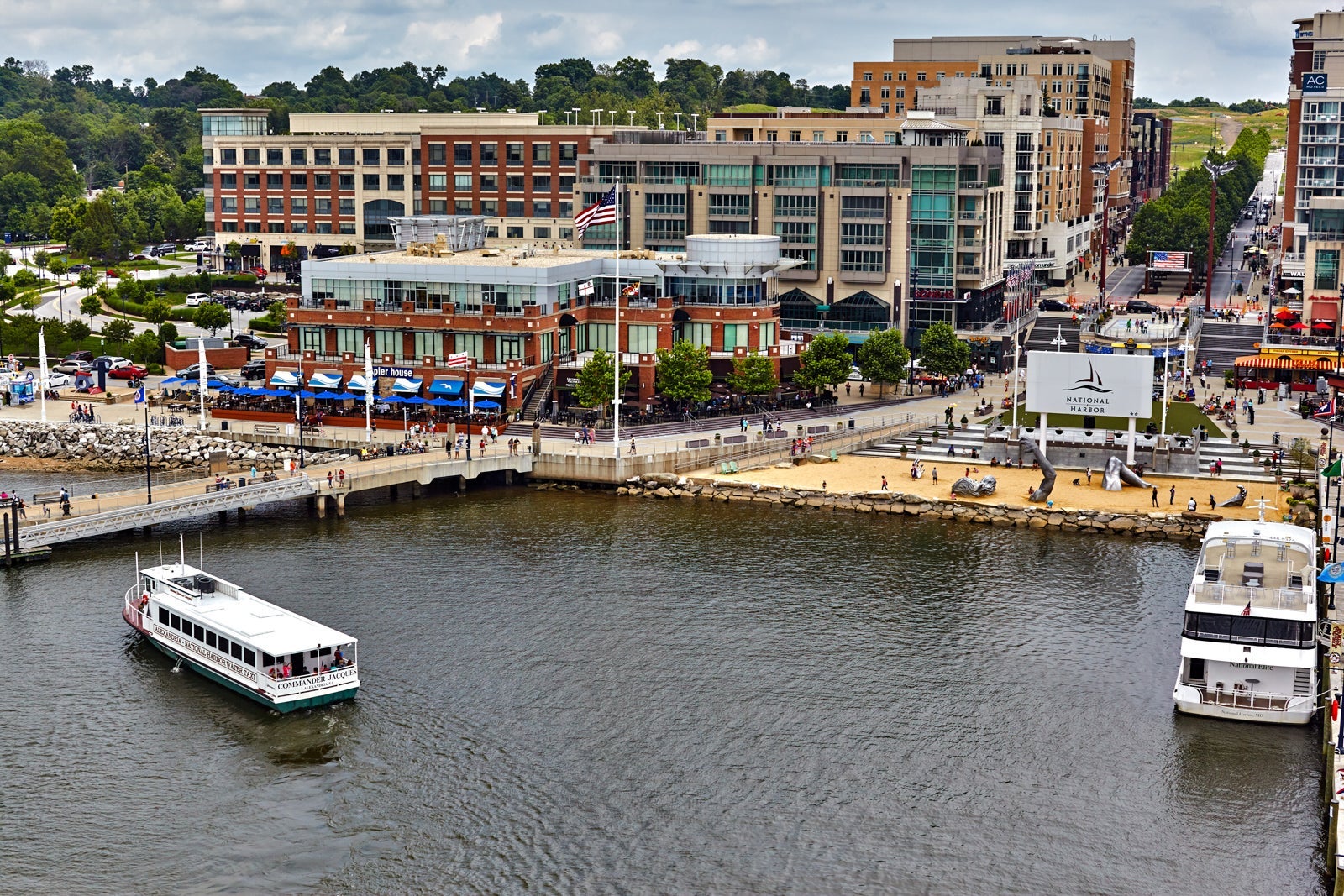 Aerial photograph of the Washington National Harbor. (Photo via Getty Images)