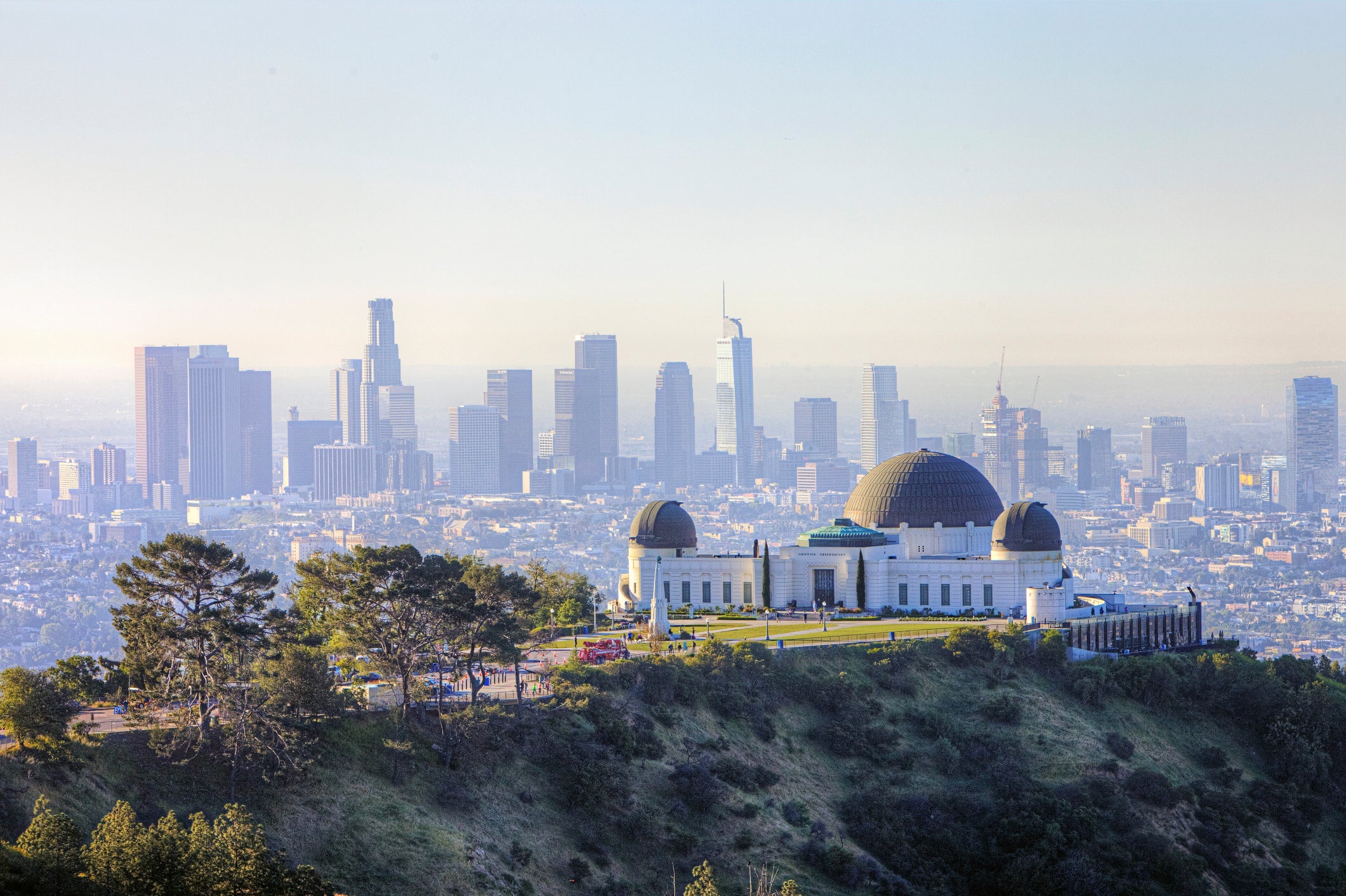 morning scenery at Griffith Park overlook Griffith Observatory and dowtown Los Angeles.