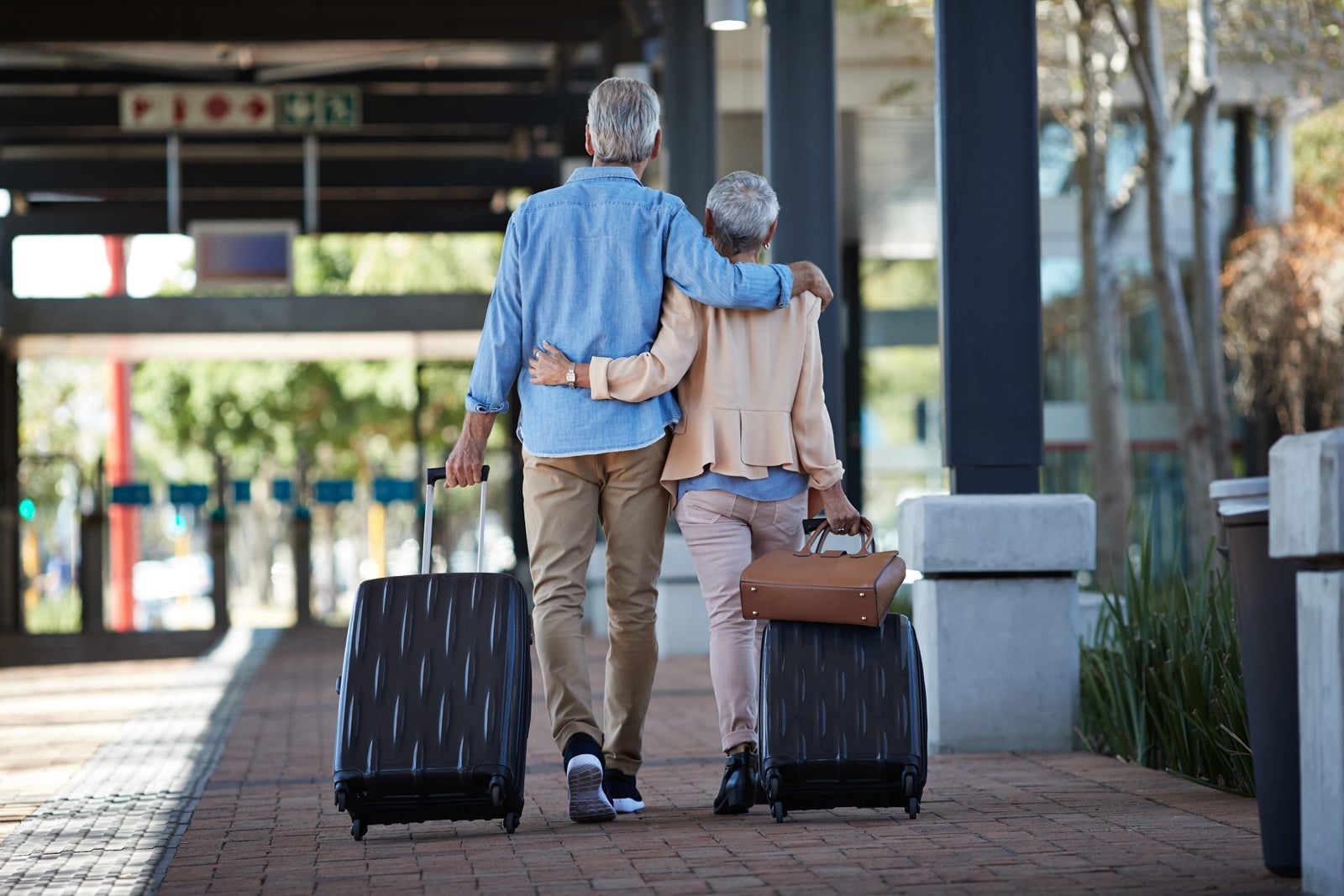 senior couple traveling
