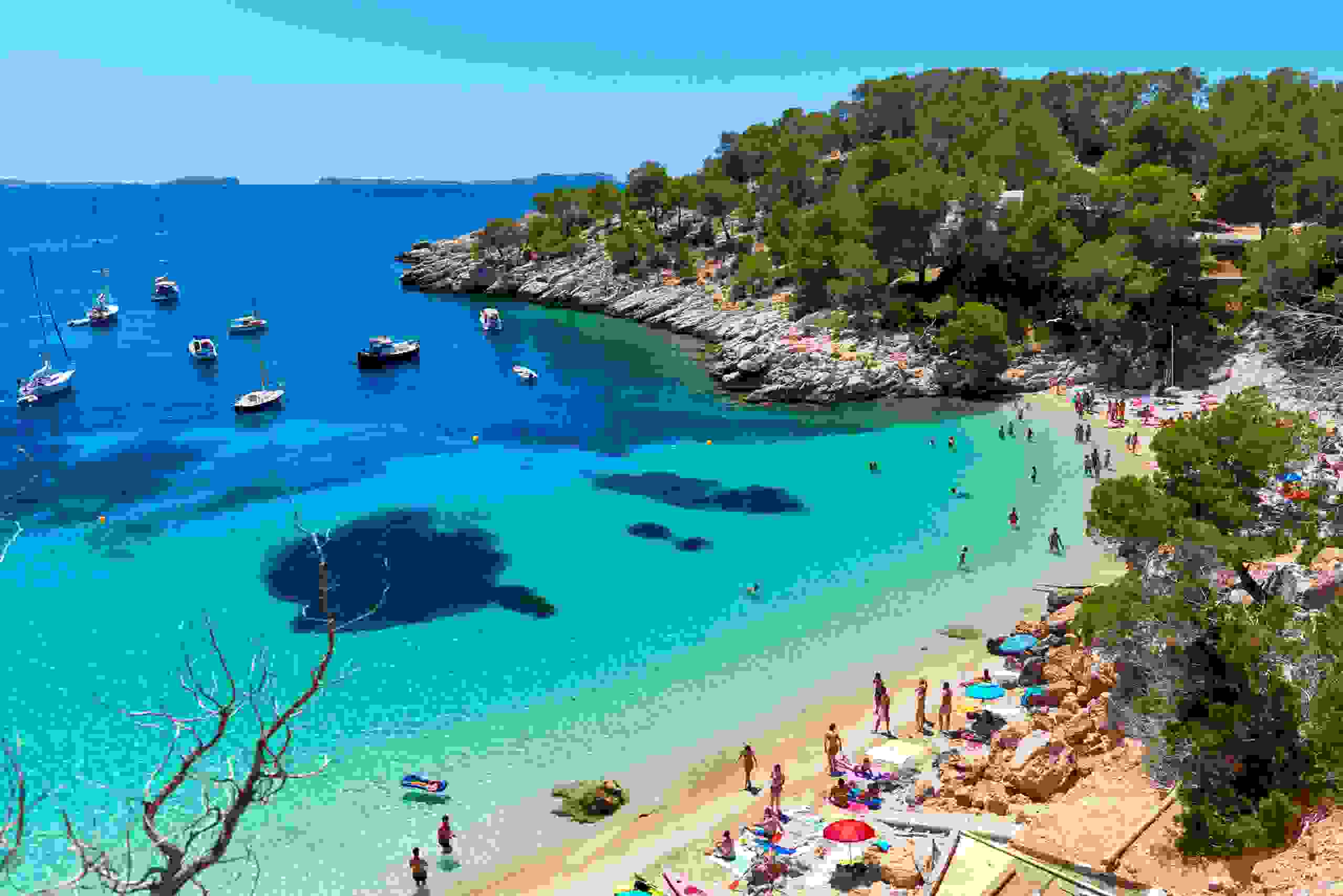 Cala Salada lagoon in Ibiza, Balearic Islands. Spain. (Photo by Alex Tihonov/Getty)