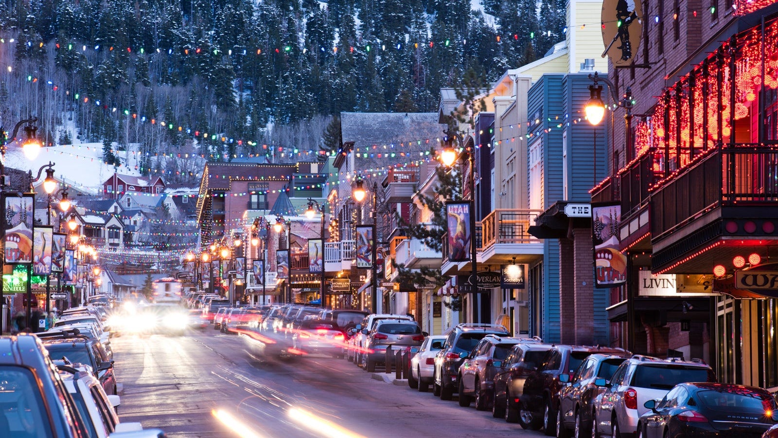 Long exposure of Main St. in Park City, Utah.