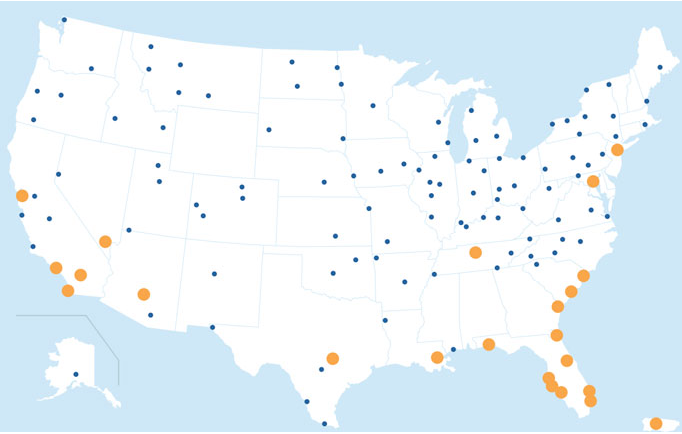 The Allegiant Air route map.