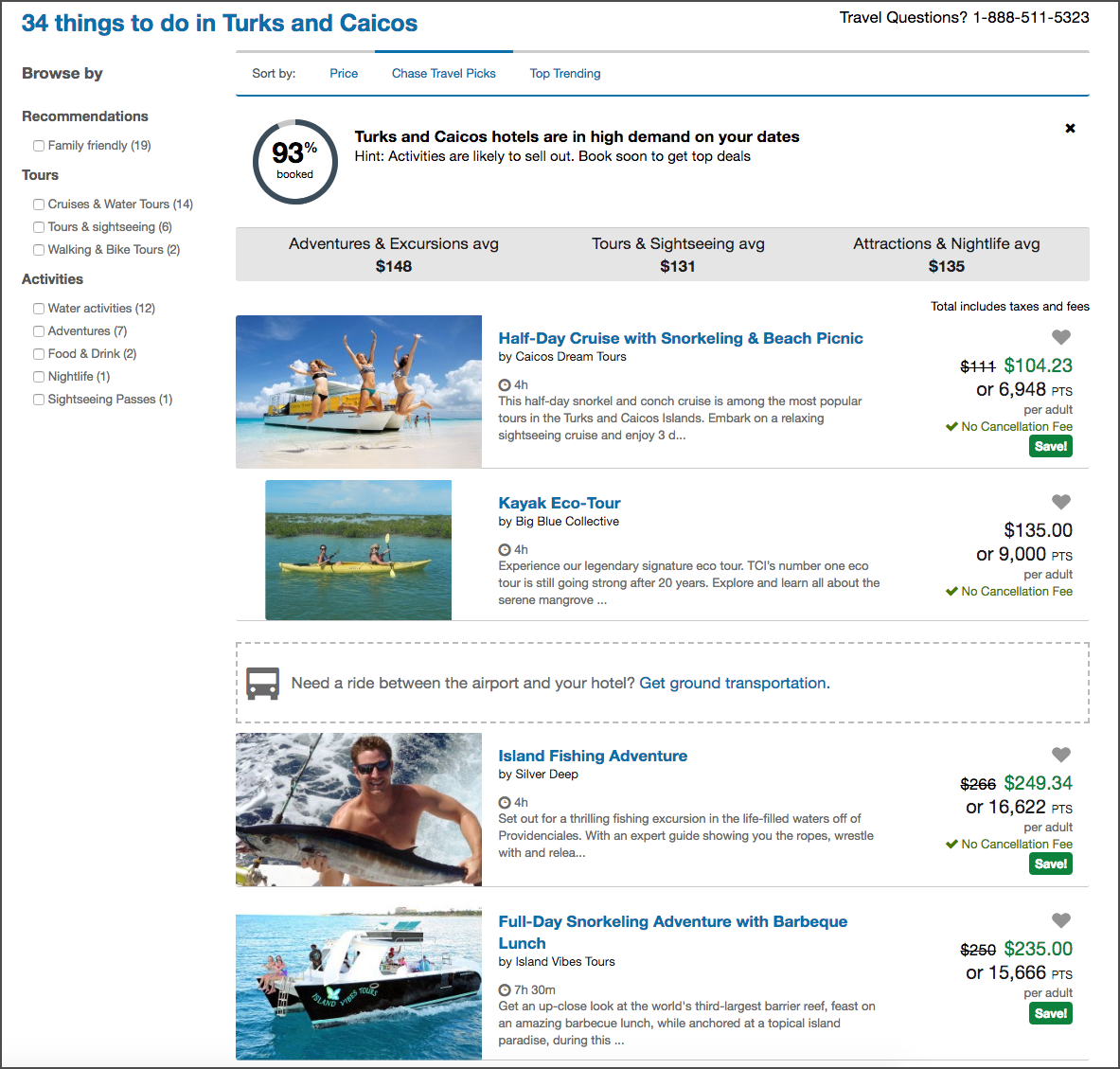 Chase Ultimate Rewards travel portal for activities