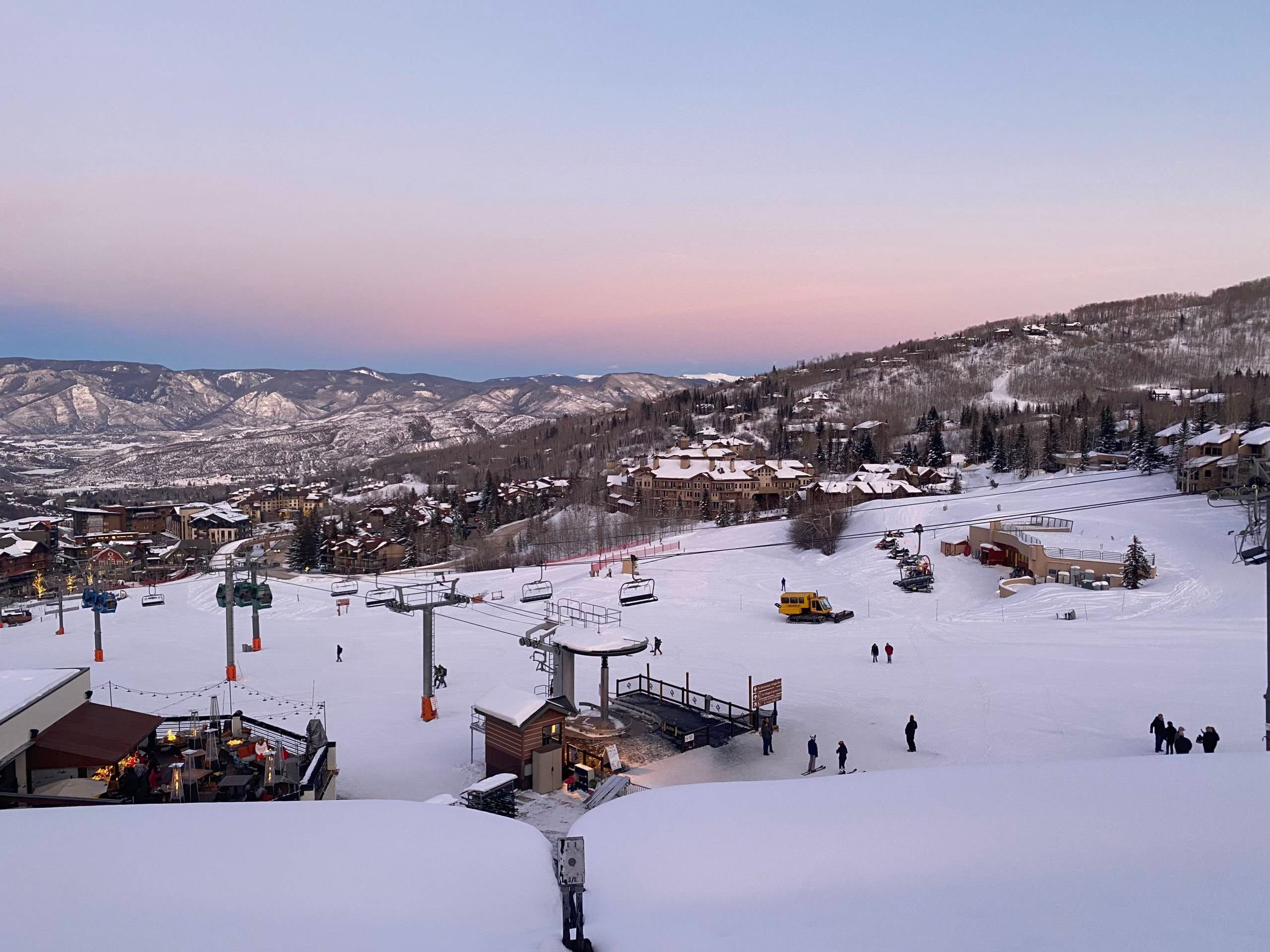 A view overlooking the ski resort and surrounding mountains at the Westin Snowmass 