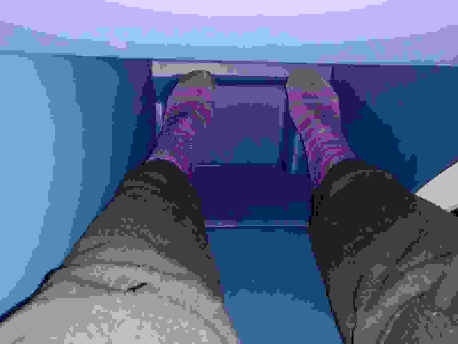 Tight footwell on Delta 767-300ER.