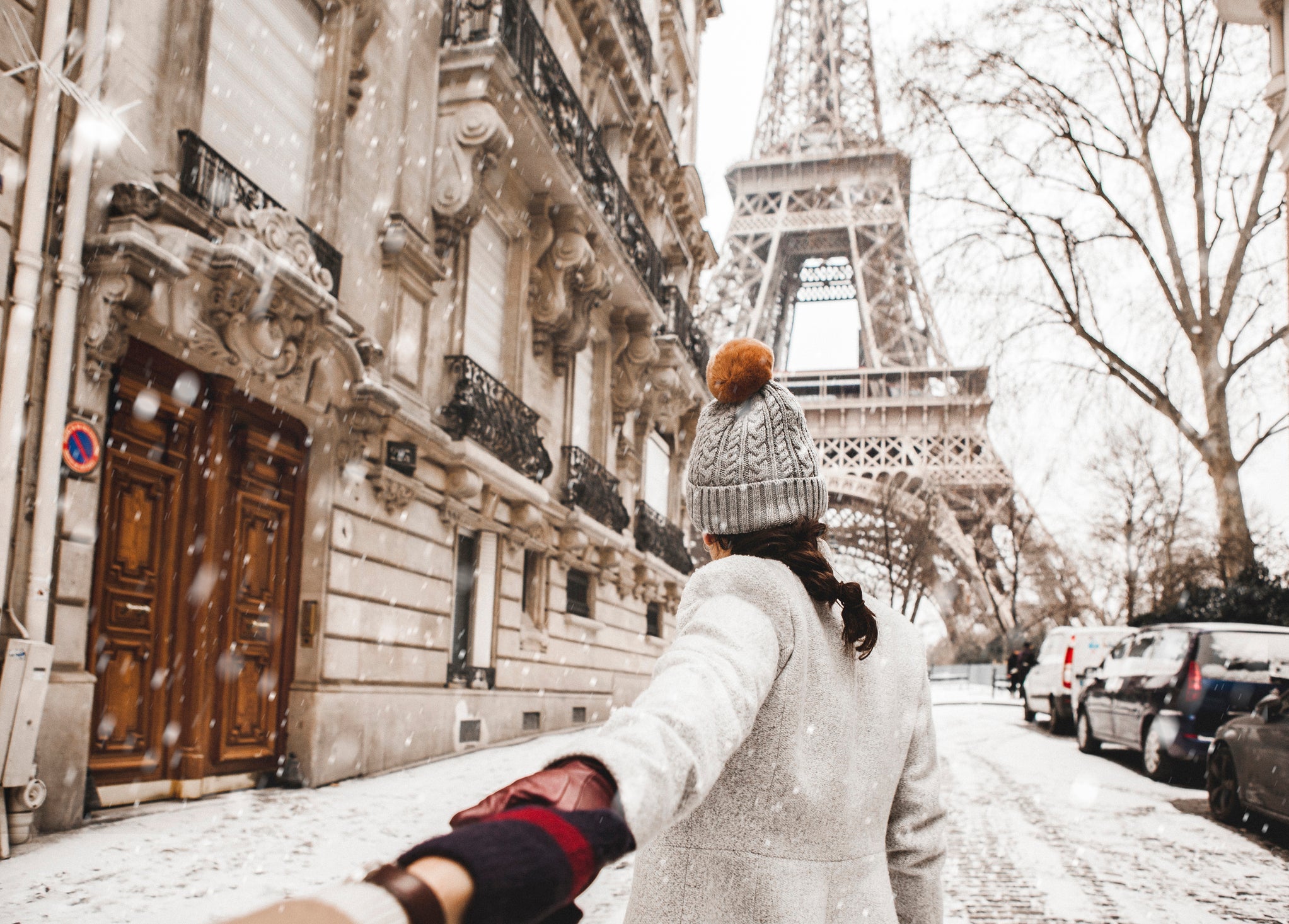 Paris in the snow Eiffel Tower