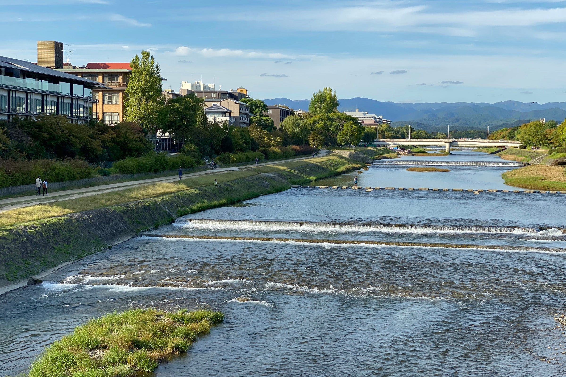 Kamogama River and The Ritz-Carlton, Kyoto