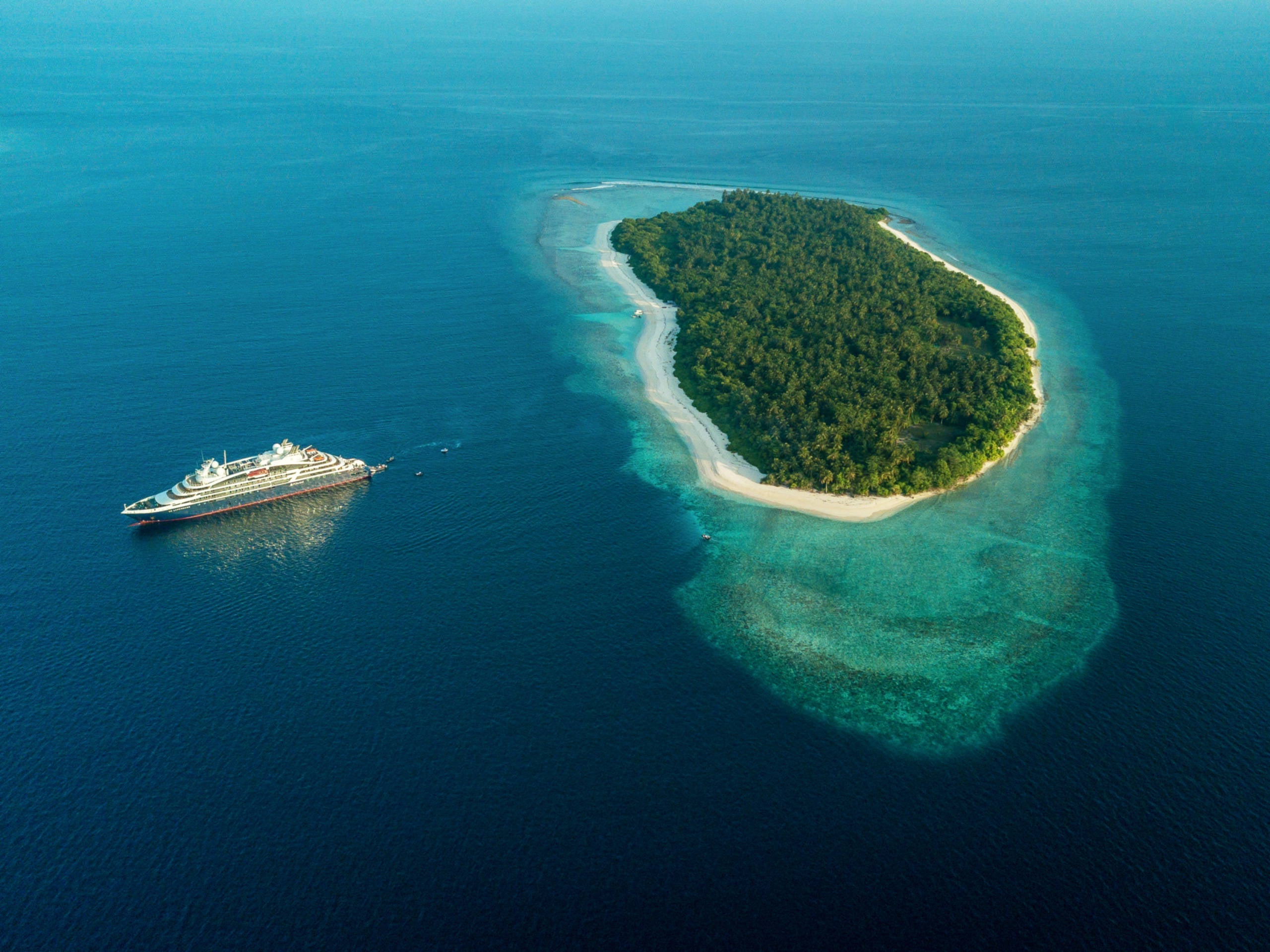 A Ponant vessel in the Maldives