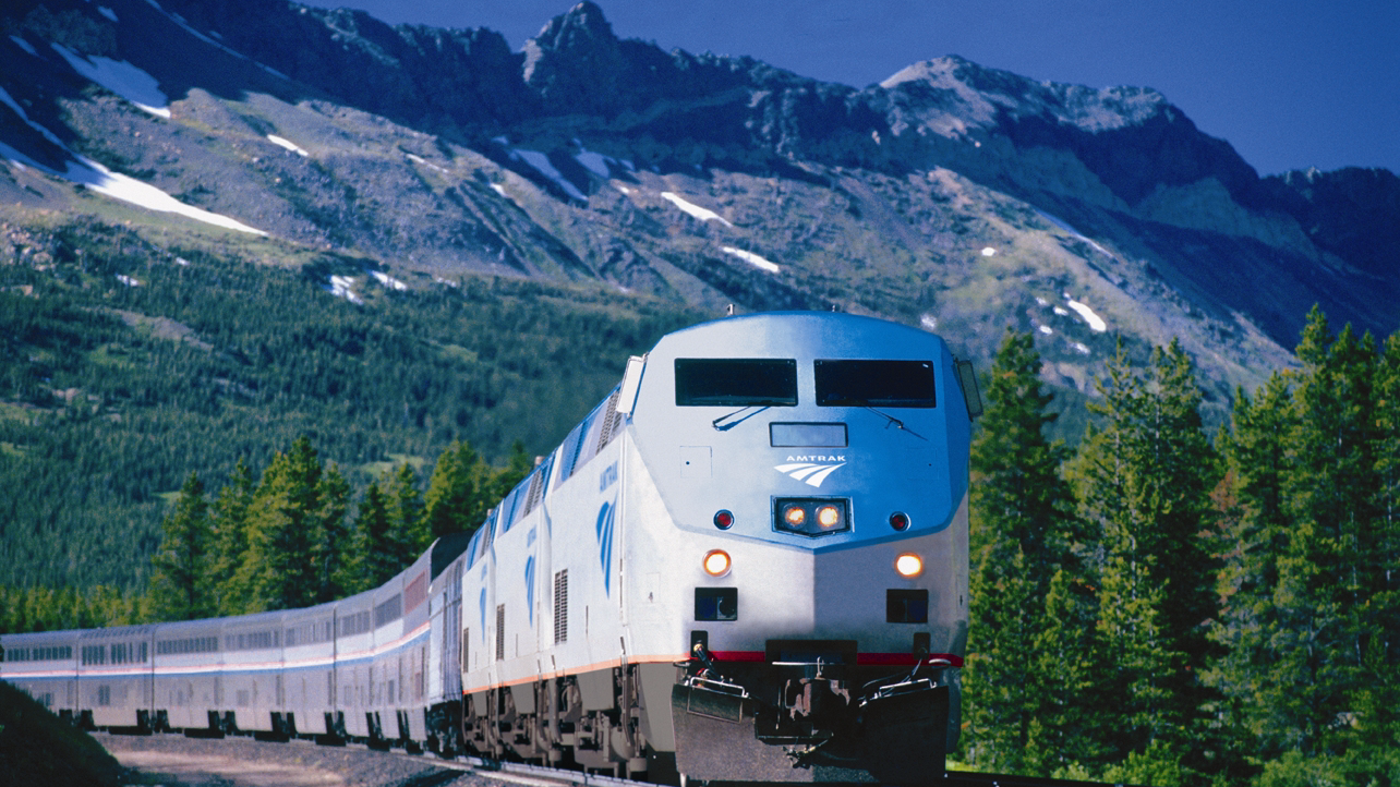 Amtrak Empire Builder Nears Glacier National Park. (Photo courtesy Amtrak)