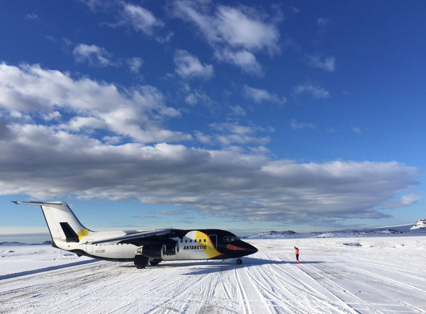 The BAe 146 300 in Antarctica. Image via DAP.