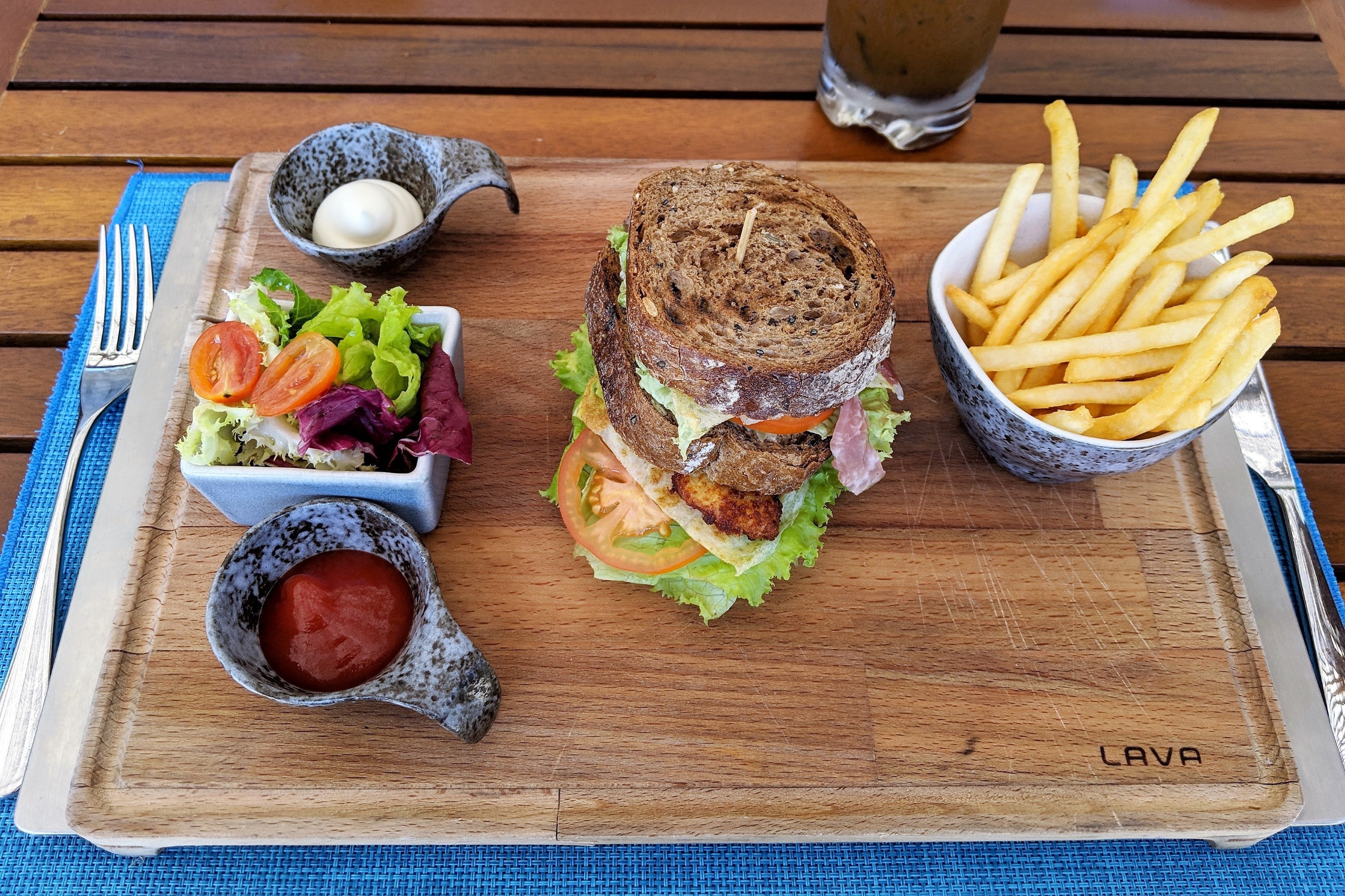 Club sandwich at Ombra.