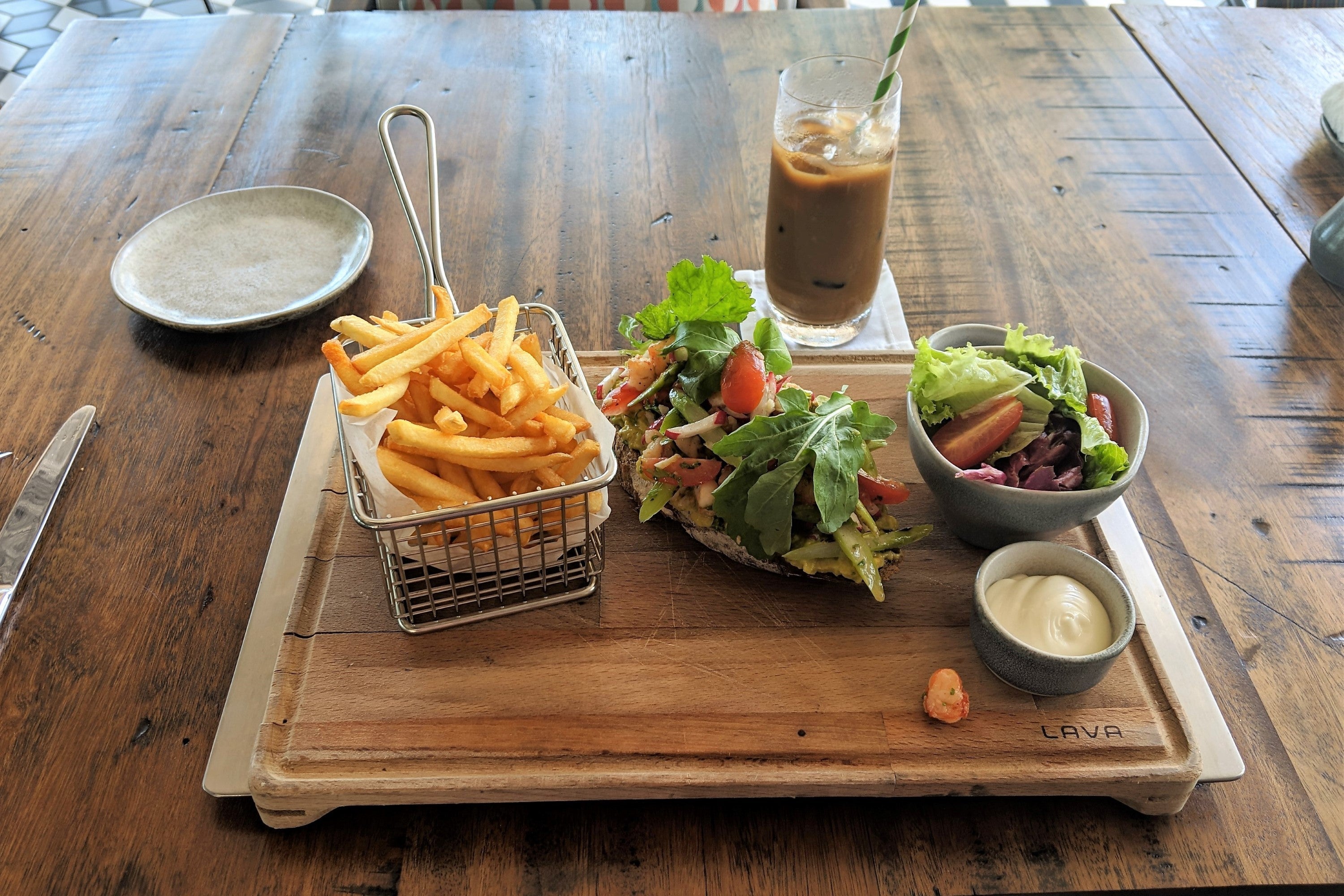 My favorite dish at Sea Shack: the smashed avocado and shrimp sandwich.