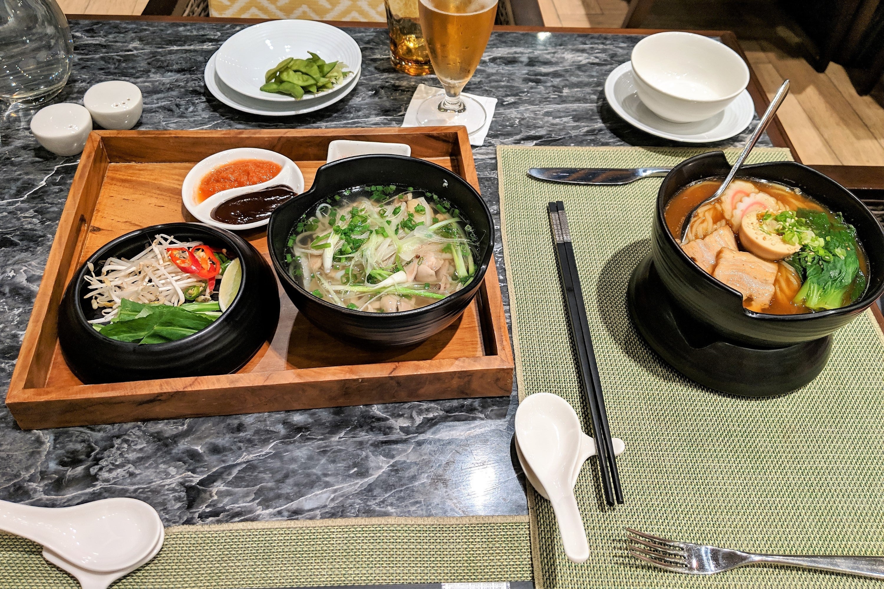 Disappointing ramen and pho at Sora & x.