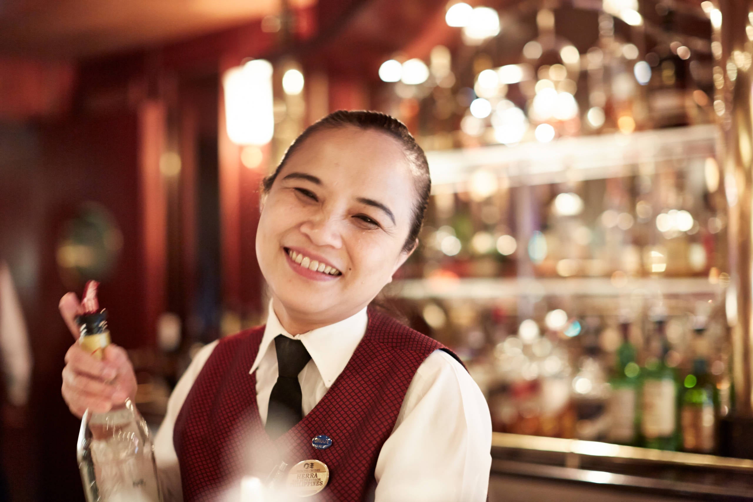 A bartender on a Princess Cruises ship