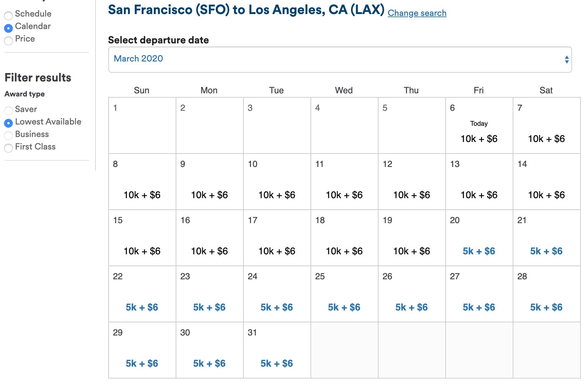 Alaska calendar view