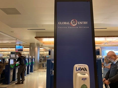 Hand Sanitizer at Global Entry kiosk
