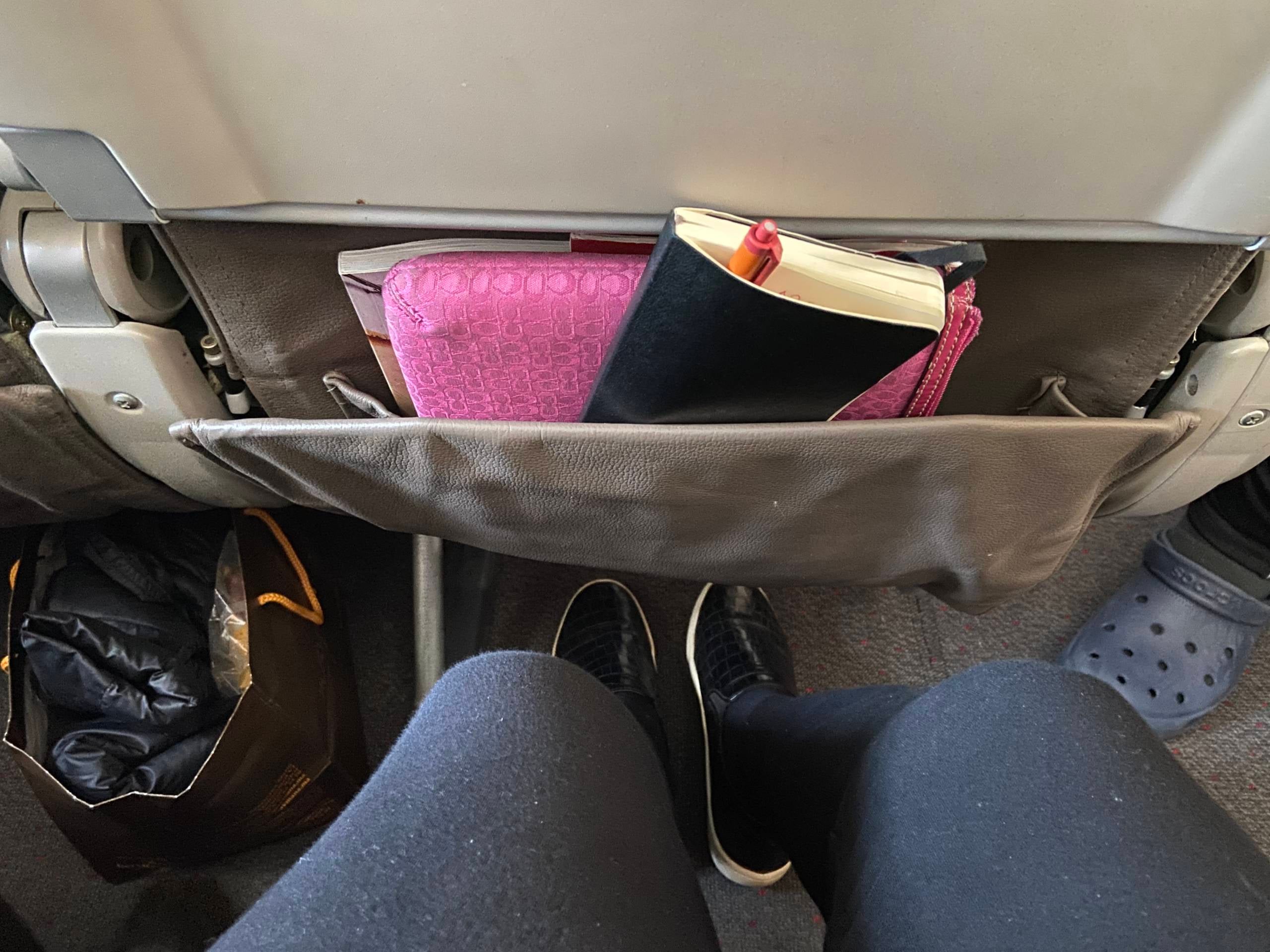 The seat space in Royal Air Maroc's economy class on the 787-8.