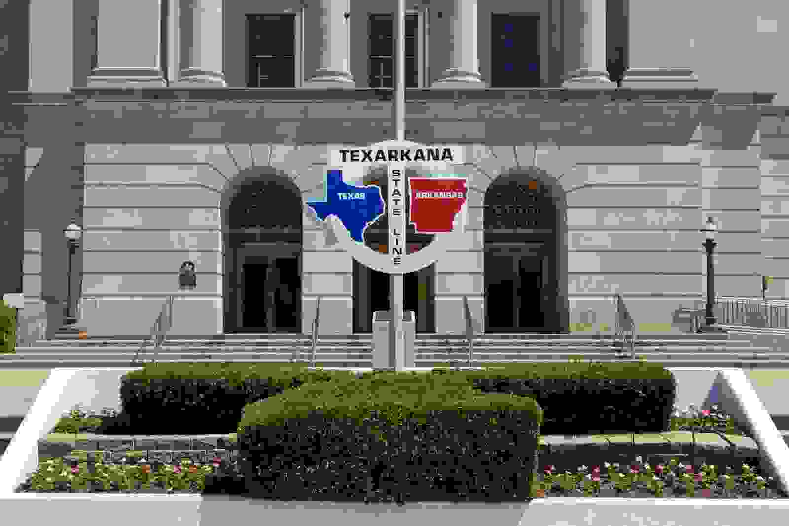 The Texarkana state line between Texas and Arkansa. (Photo by Richard Cummins/Getty Images)
