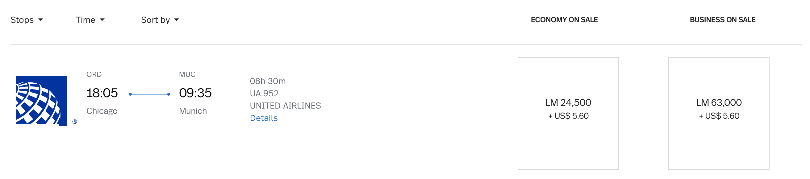 Booking ORD to MUC with LifeMiles Screen Shot