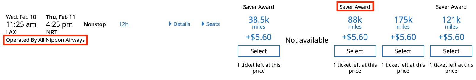 Virgin Bookable ANA Flight