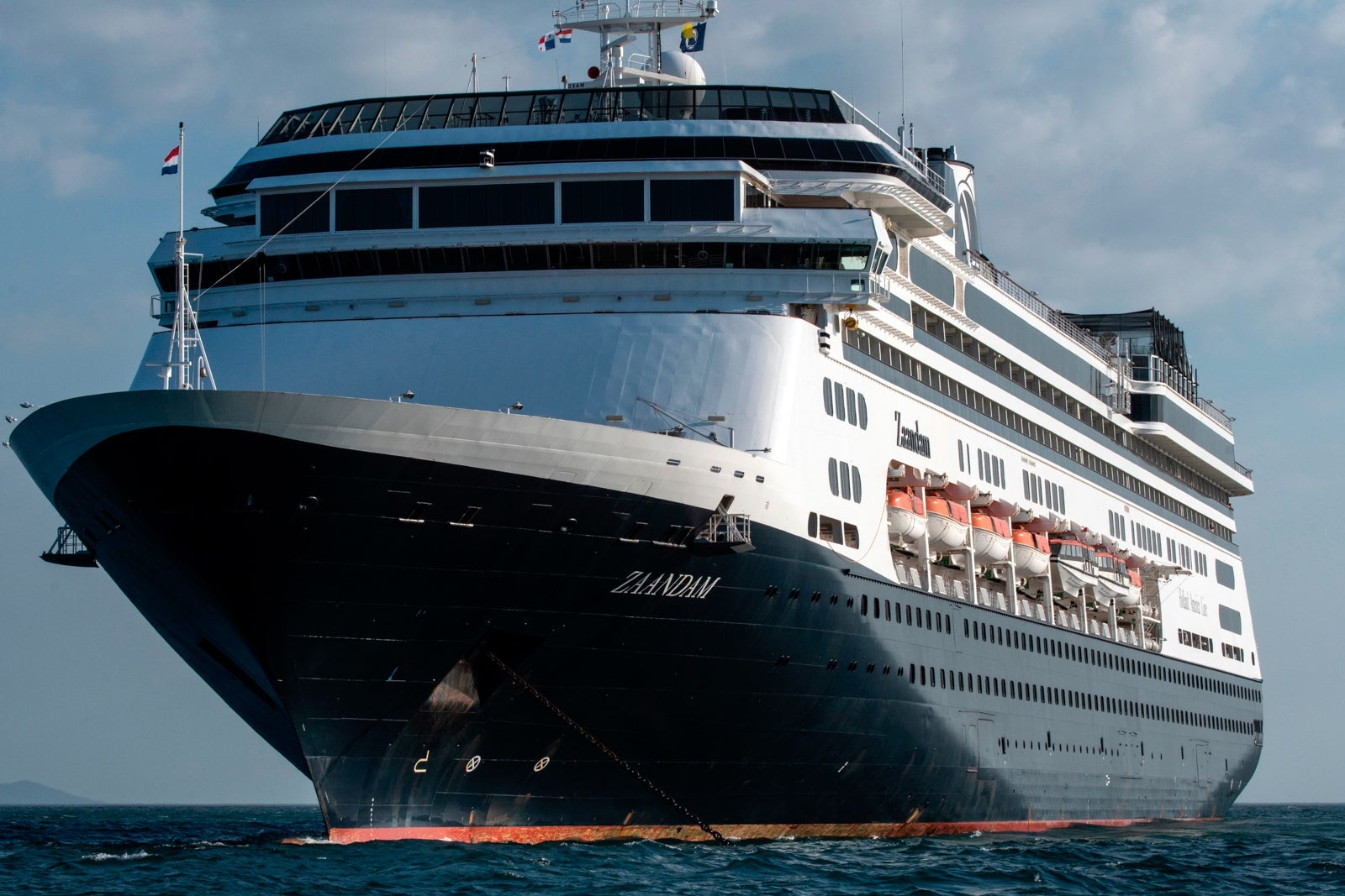 A front view of Holland America's Zaandam cruise ship