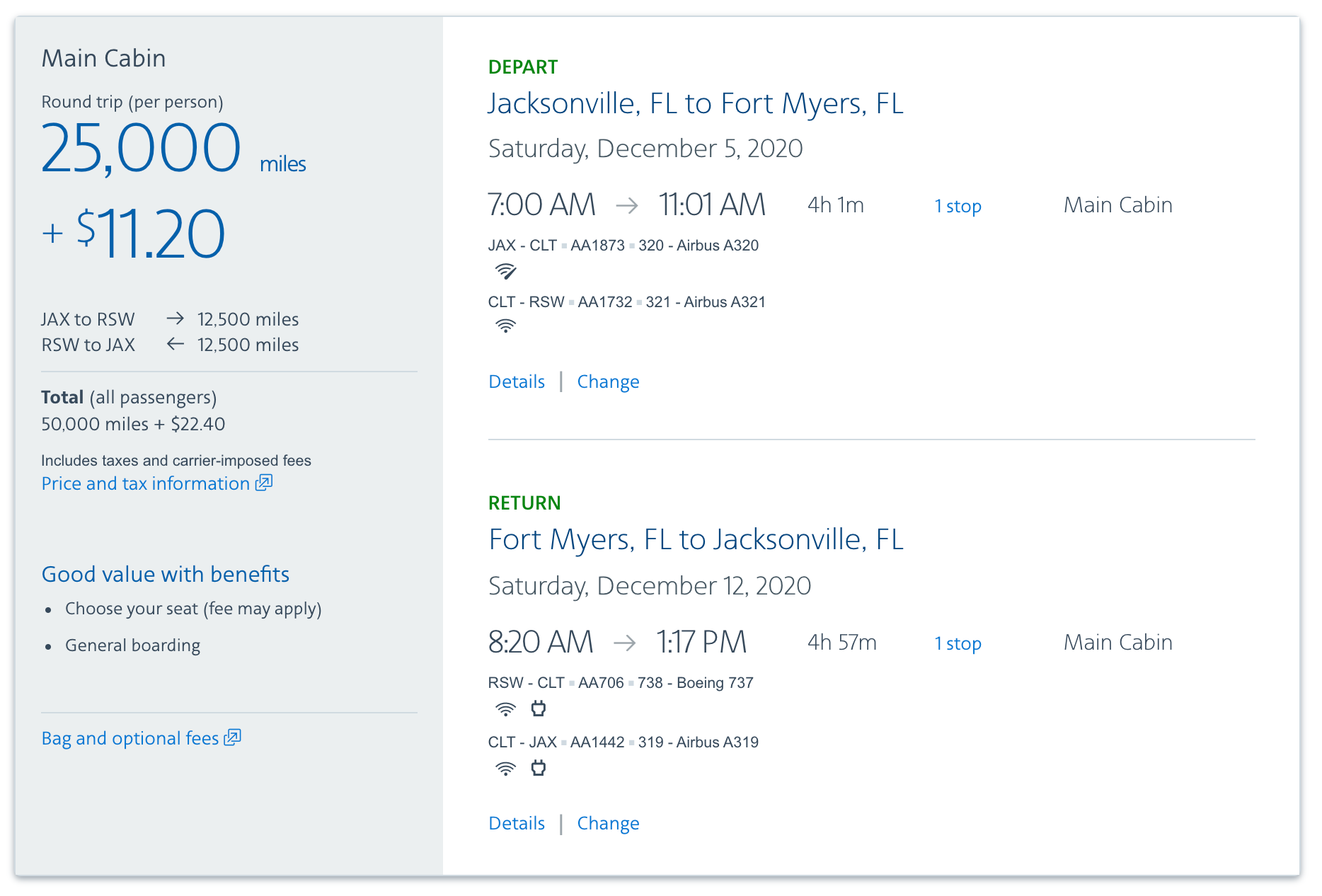 Screenshot courtesy of American Airlines