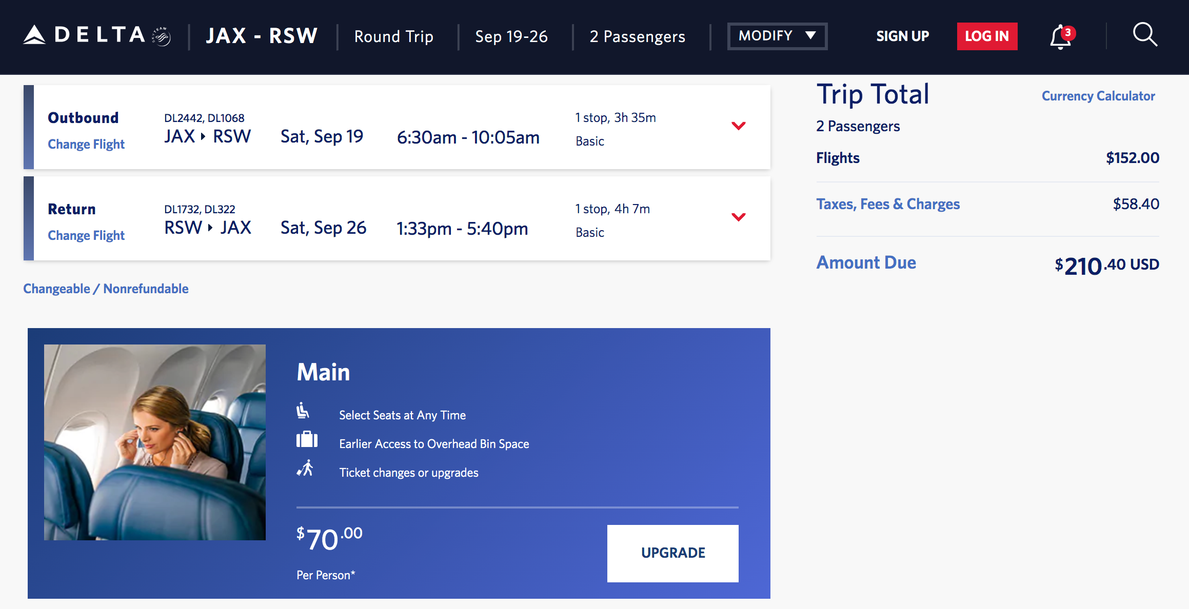 Delta JAX-ATL-RSW