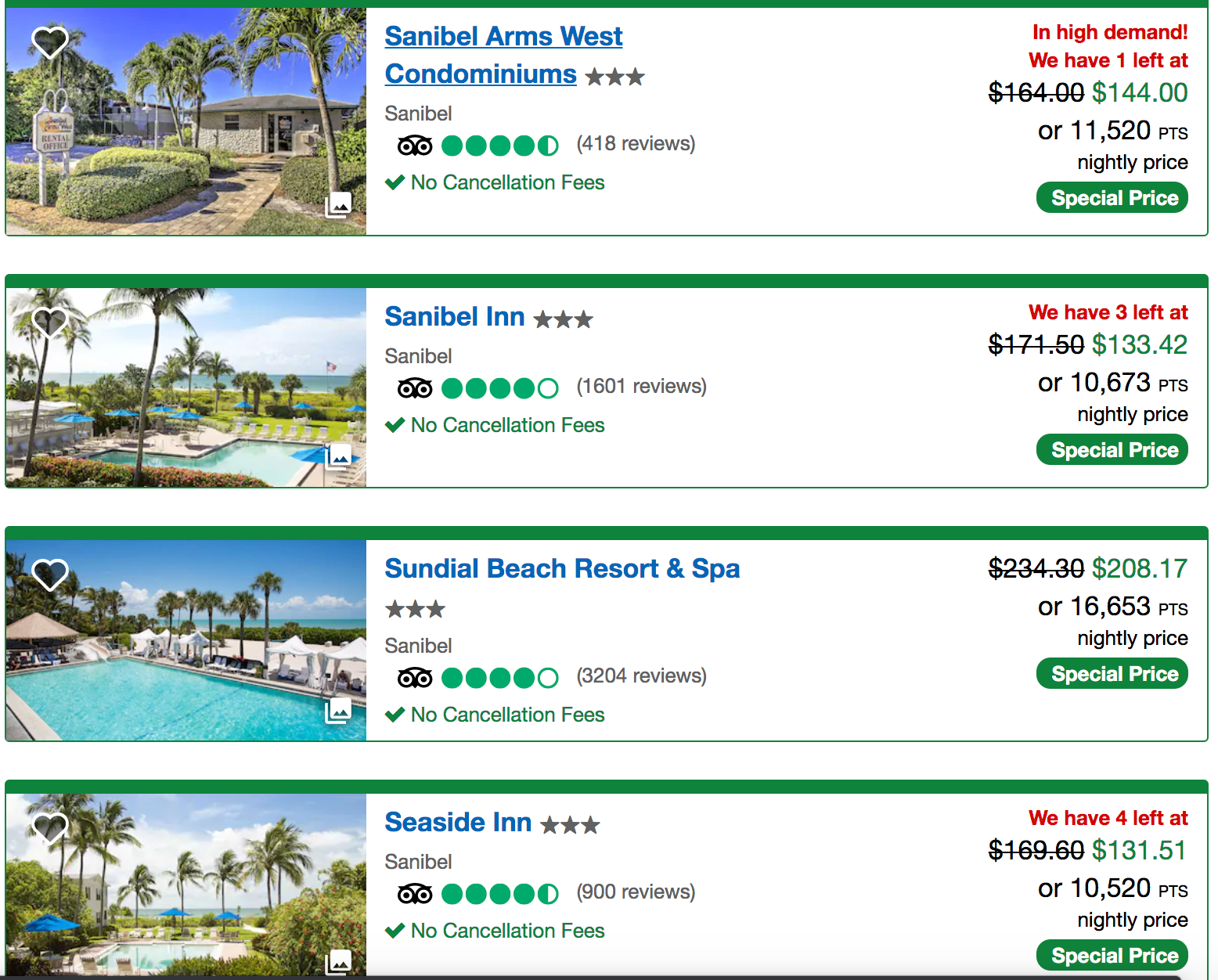 Chase Ultimate Rewards Sanibel resorts