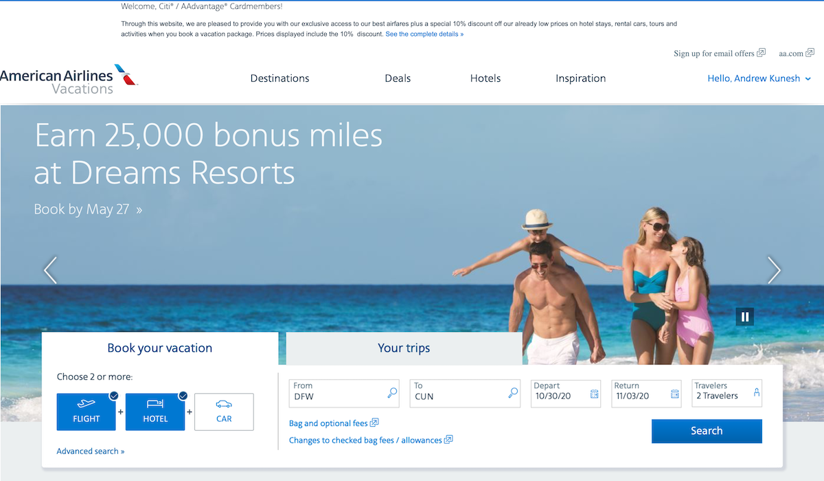 AAdvantage Credit Card American Vacations Link