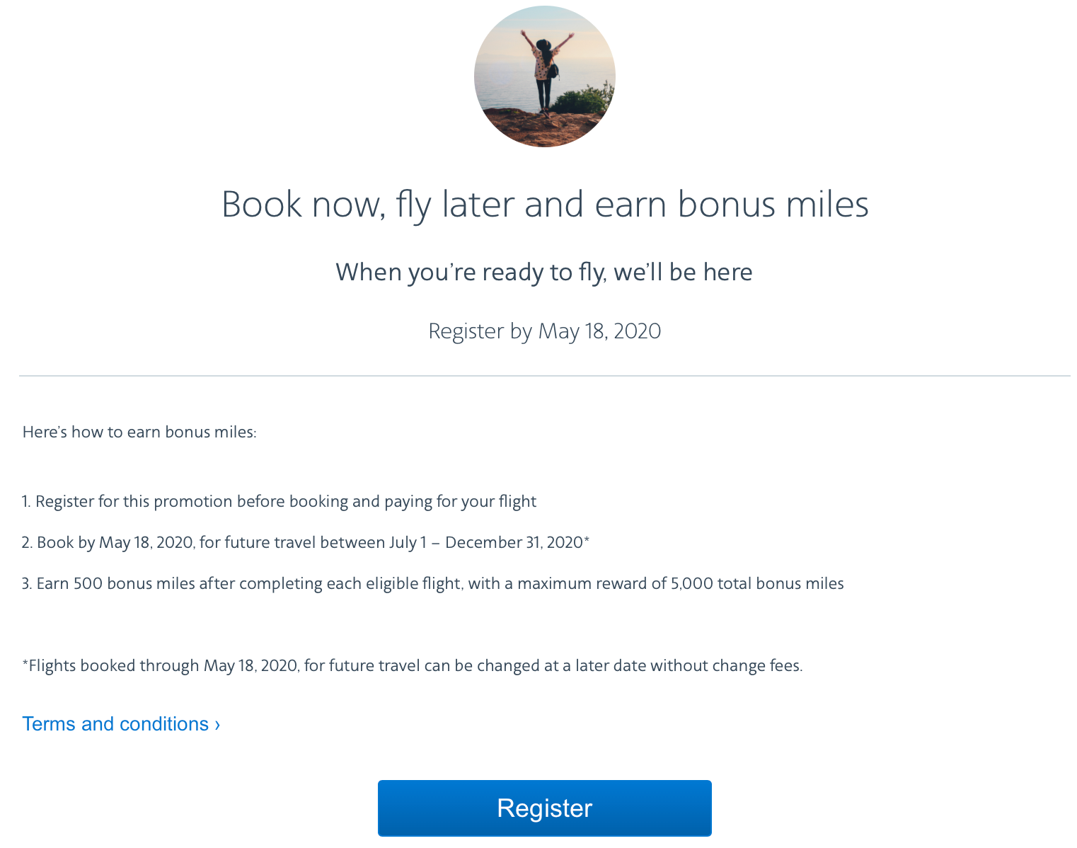 American fly later promotion registration screen shot